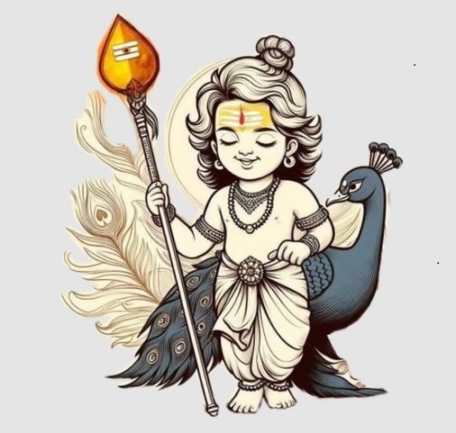 Lord Murugan White Oversized T-Shirt with Artistic Print