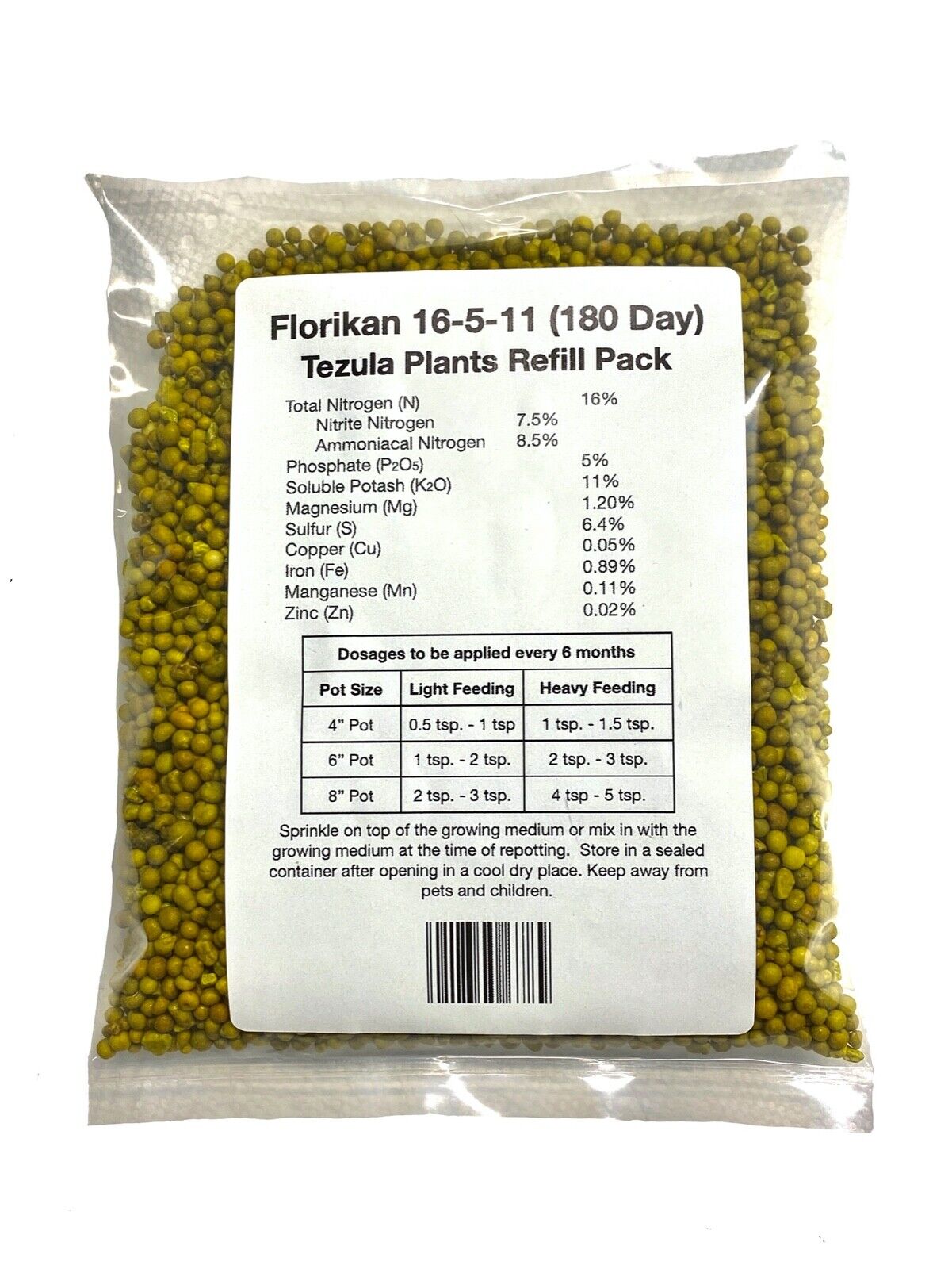Florikan 16-5-11 6 ms slow release fertilizer 1 lb. bag.