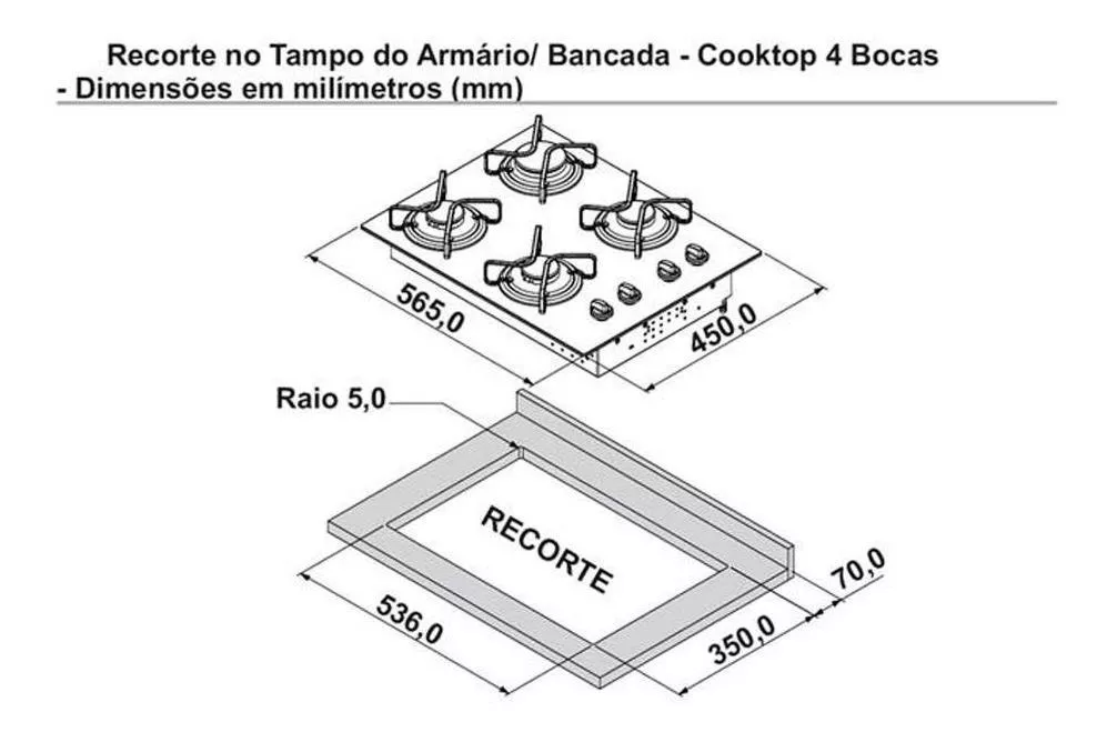 Cooktop 4 Bocas Itatiaia Essencial – Preto