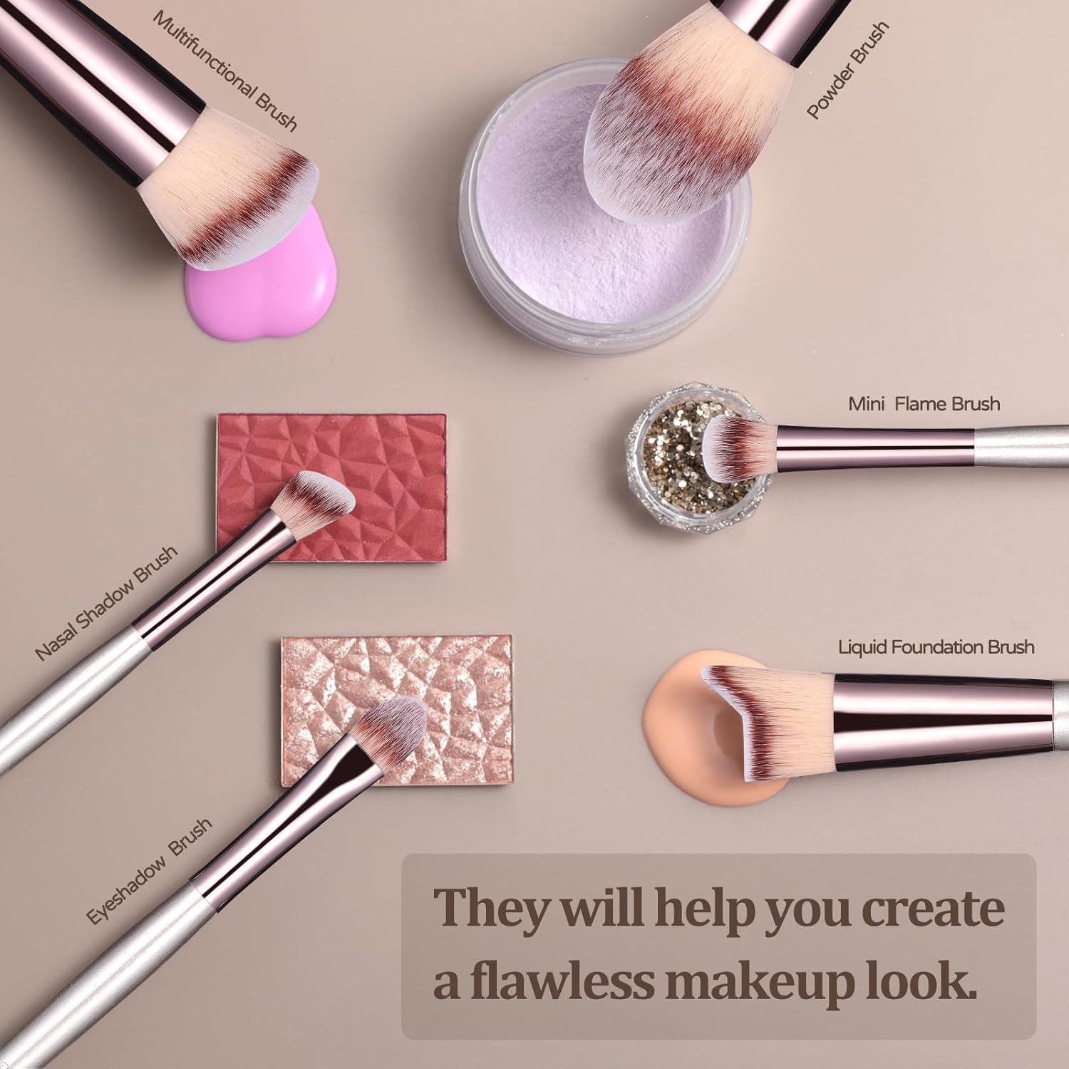 Makeup Brush Set 18 Pcs Premium Synthetic Foundation