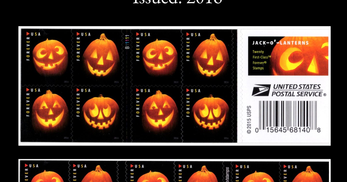 Scott 5140b - 2016 U.S. Jack-o'-Lanterns Forever Commemorative - MNH Full Pane (20 Stamps)