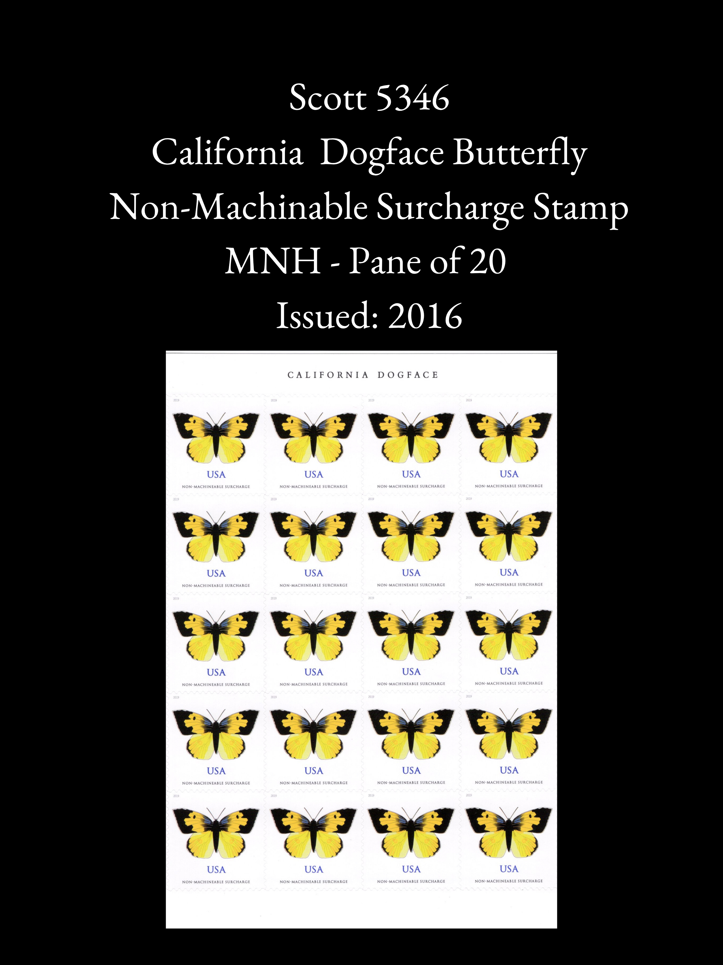 Scott 5346 - US California Dogface Butterfly Pane of 20 MNH Stamps