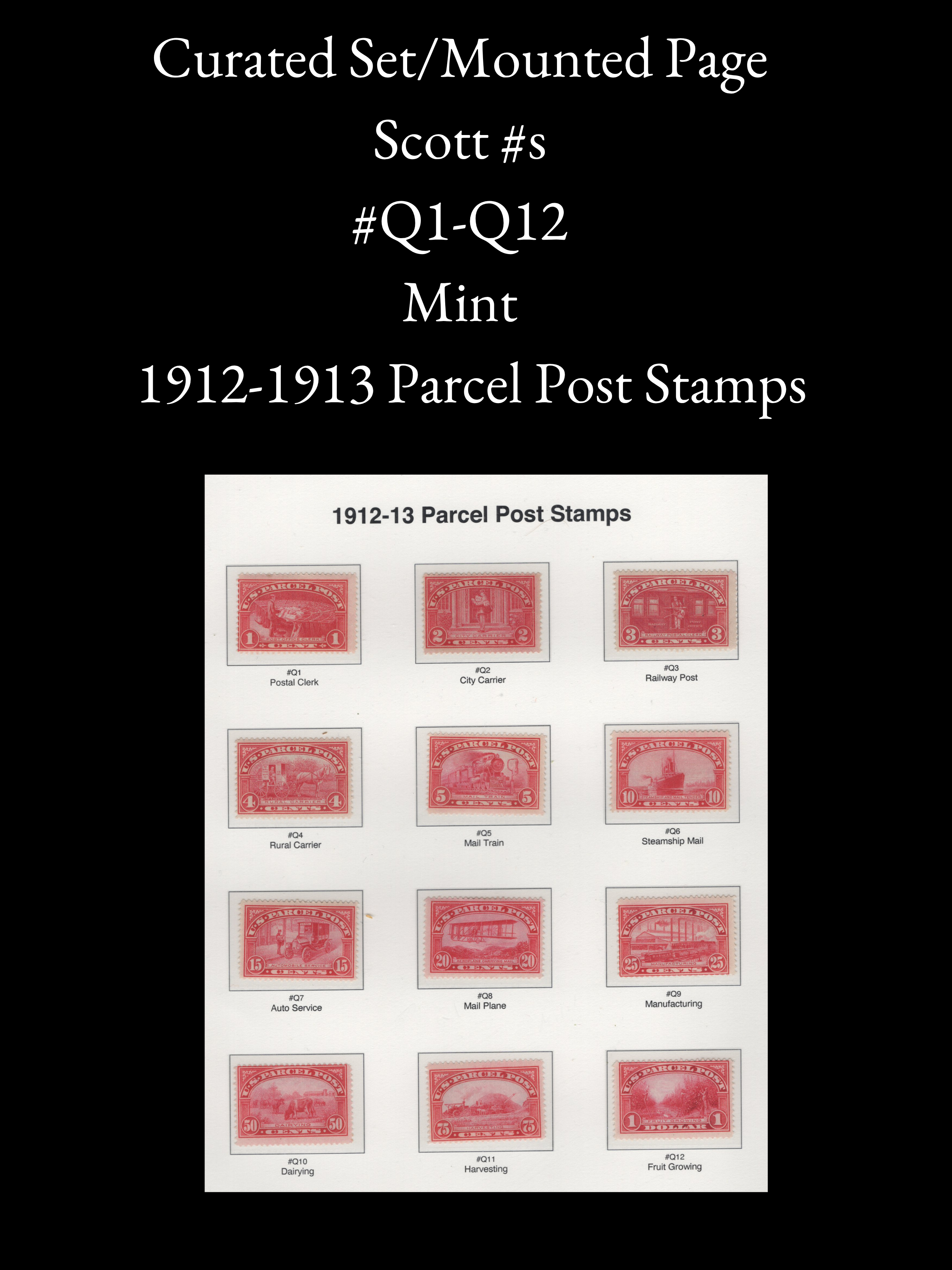 Scott Q1–Q12 – 1912–1913 Parcel Post Stamps – Curated Mint Set