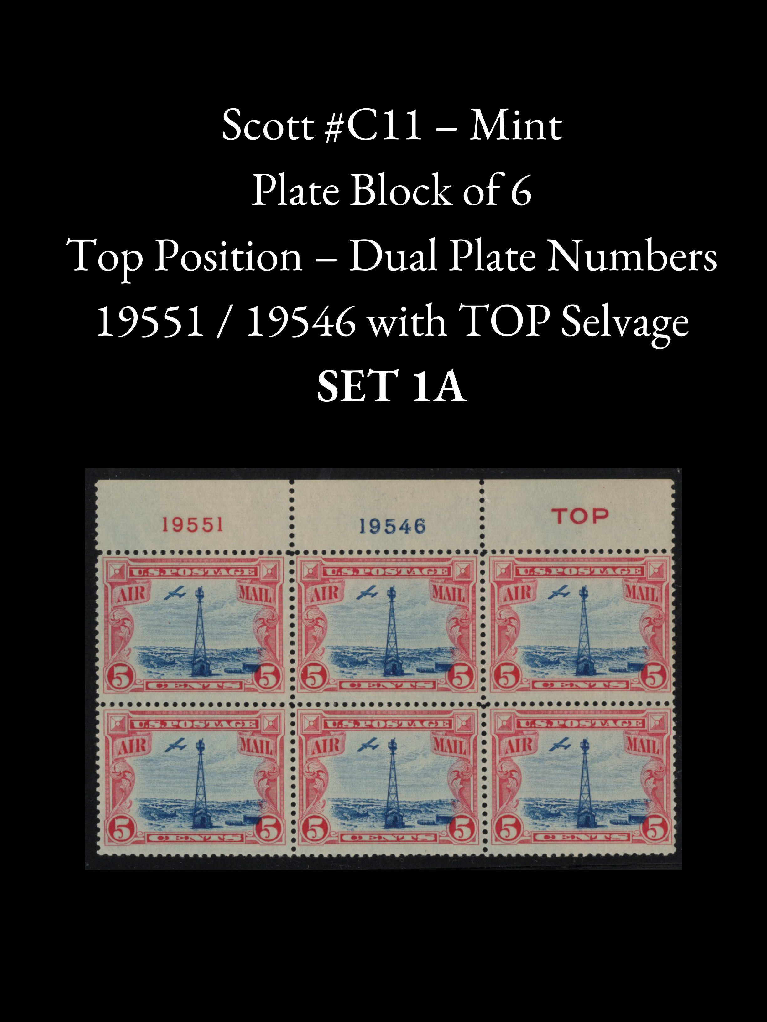 Scott #C11 1930 5¢ Airmail MNH Plate Multiples - Consecutive Plate Number & Gutter Block Selection