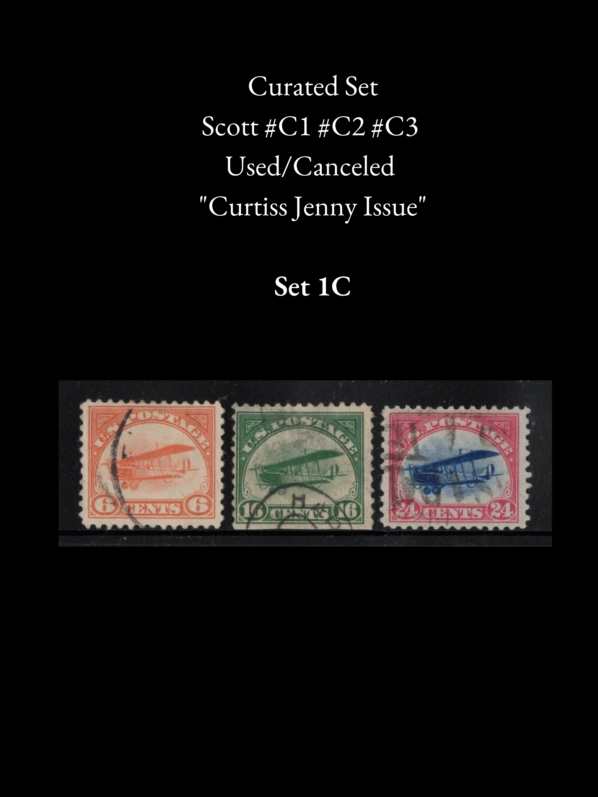 Scott #C1 #C2 #C3 - 1918 Jenny Airmail Stamps - Canceled Trio - Choose Your Curated Set