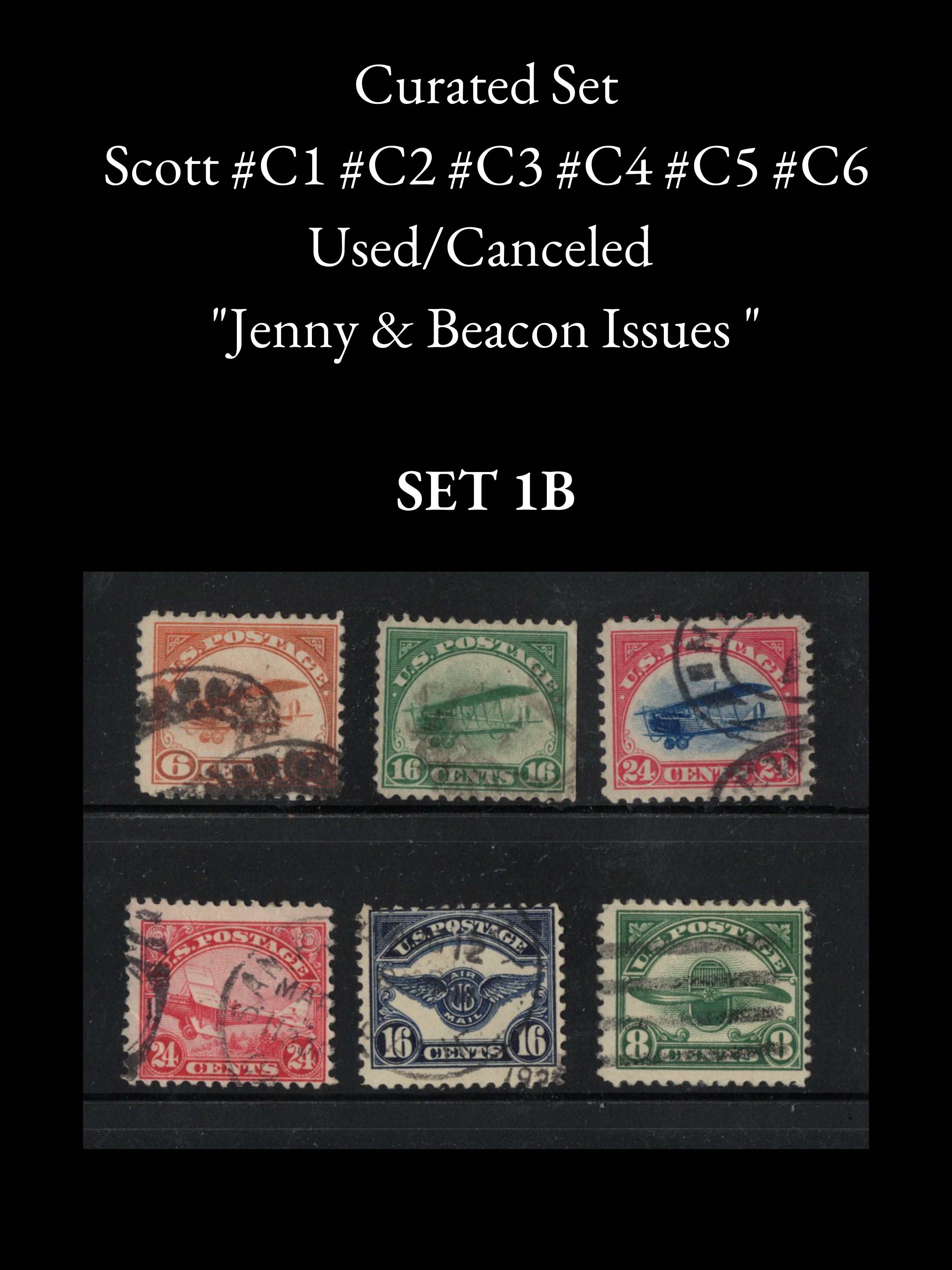 Scott #C1 #C2 #C3 #C4 #C5 #C6 – Curated "Jenny" & "Beacon" Issue Sets – Used/Canceled – Multiple Sets Available