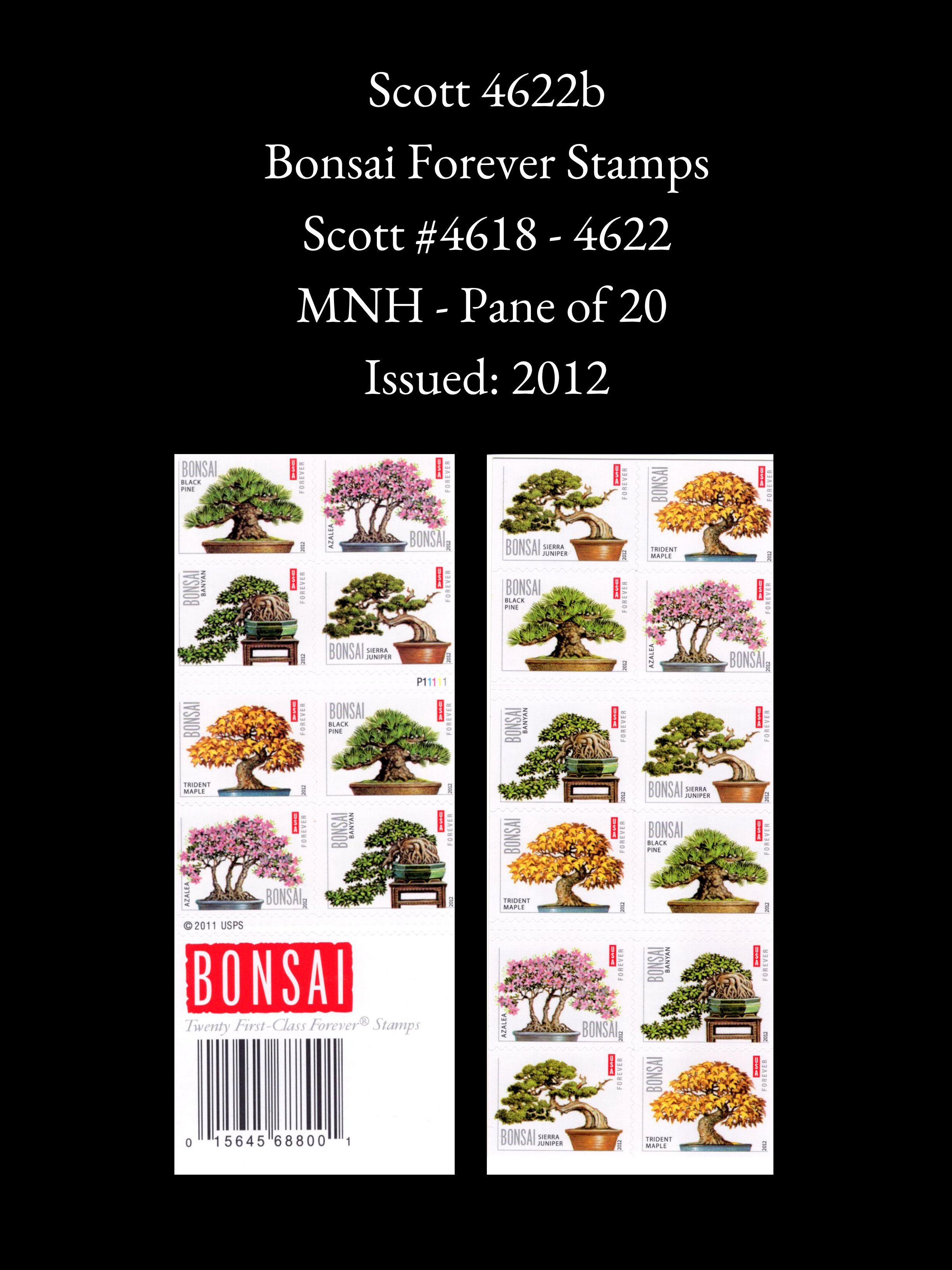 Scott #4622b: Bonsai Forever Stamps Full Booklet of 20 MNH