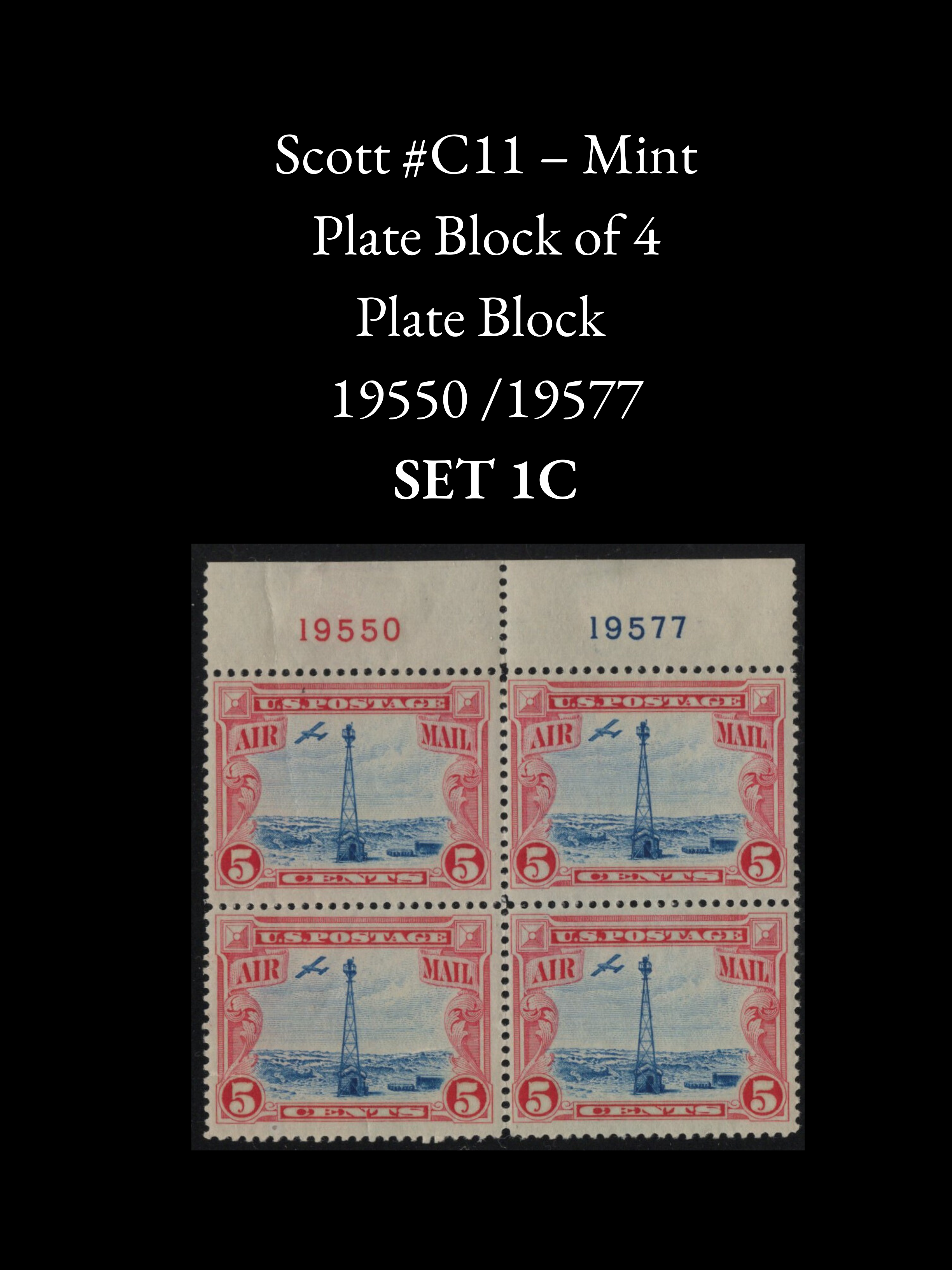 Scott #C11 1930 5¢ Airmail MNH Plate Multiples - Consecutive Plate Number & Gutter Block Selection