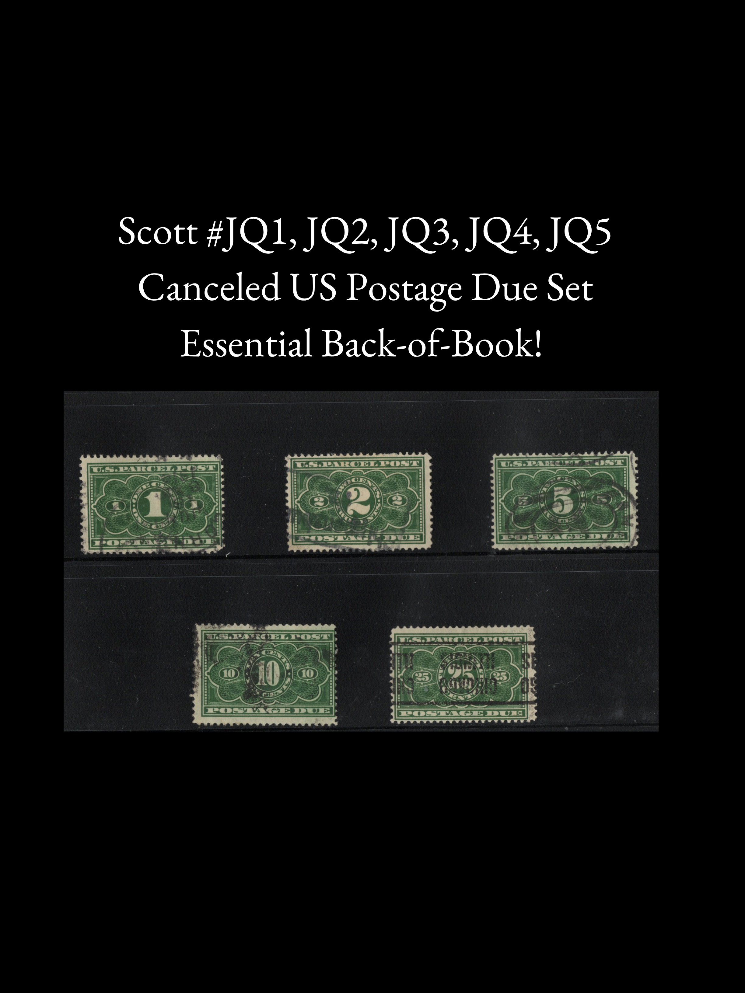 Scott #JQ1 JQ2 JQ3 JQ4 JQ5: Canceled US Postage Due Set - 5 Values