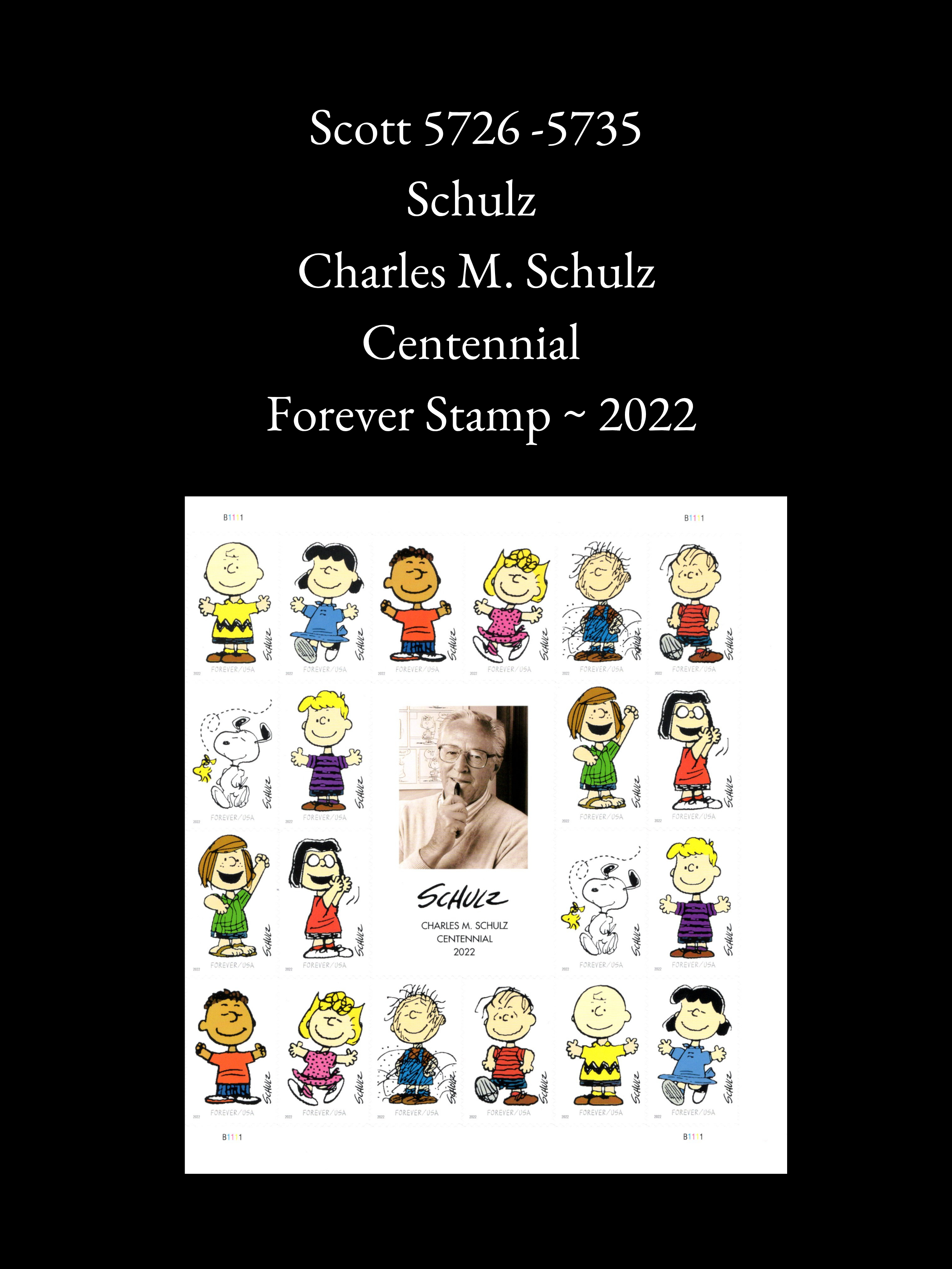 Scott 5726-5735: Charles M. Schulz Centennial Forever Stamps - Full Pane of 20 (Self-Adhesive, MNH)