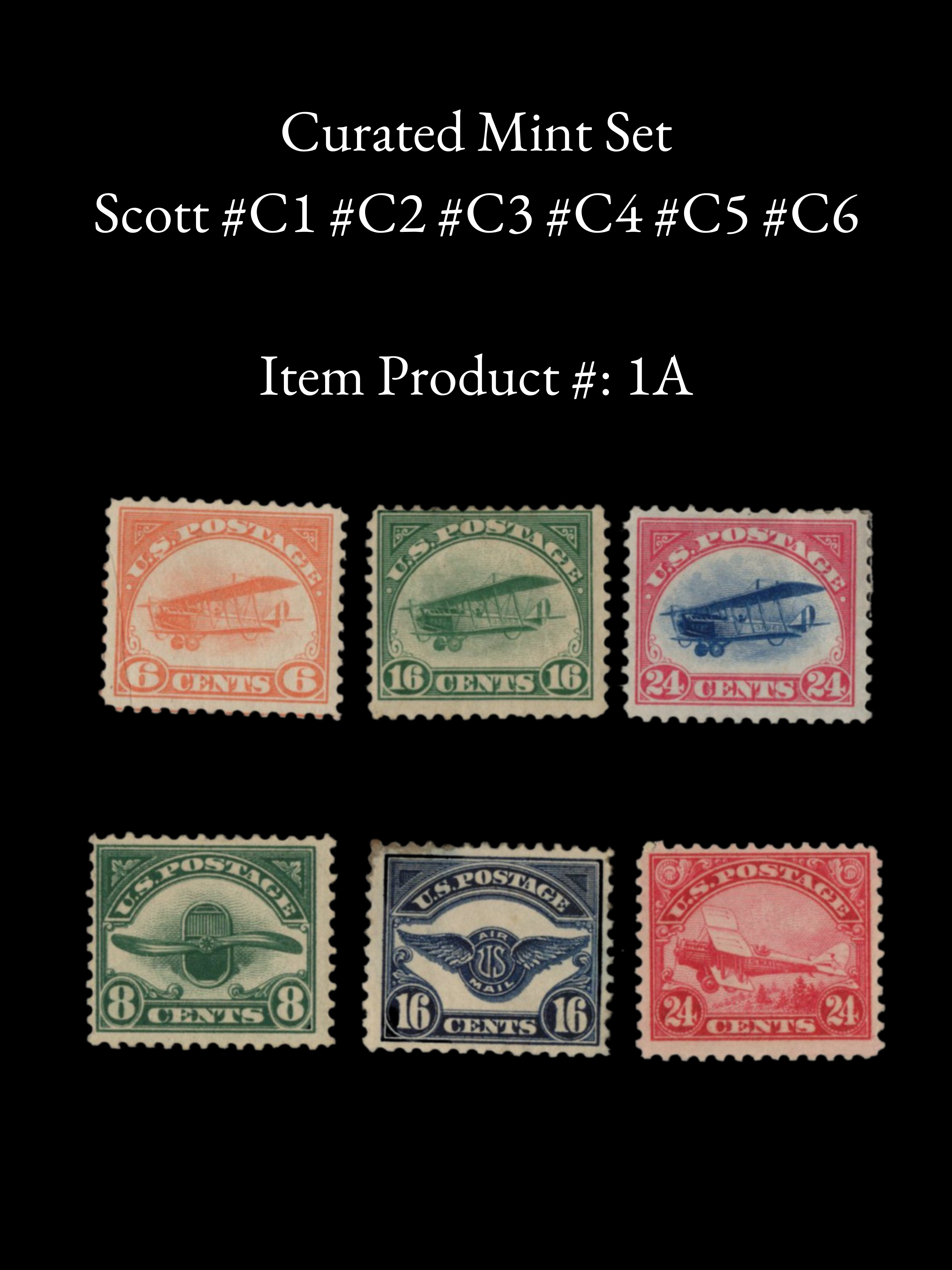 Investment Grade Scott #C1–C6 Complete Set - Full Curated MNH US Airmail "Jenny" Set