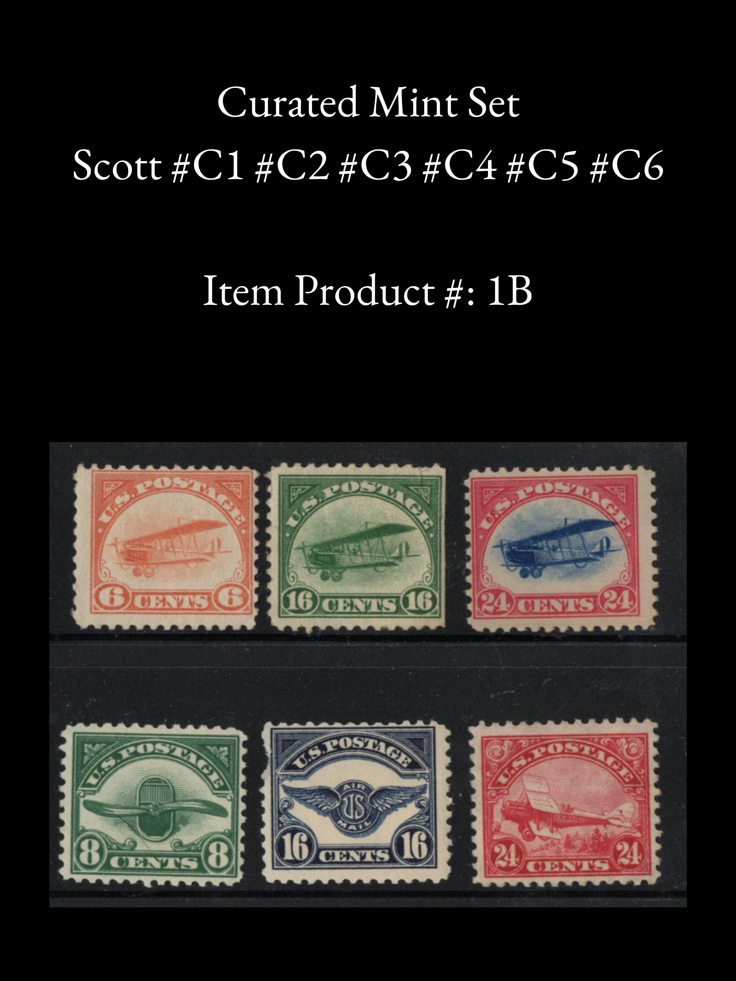 Investment Grade Scott #C1–C6 Complete Set - Full Curated MNH US Airmail "Jenny" Set