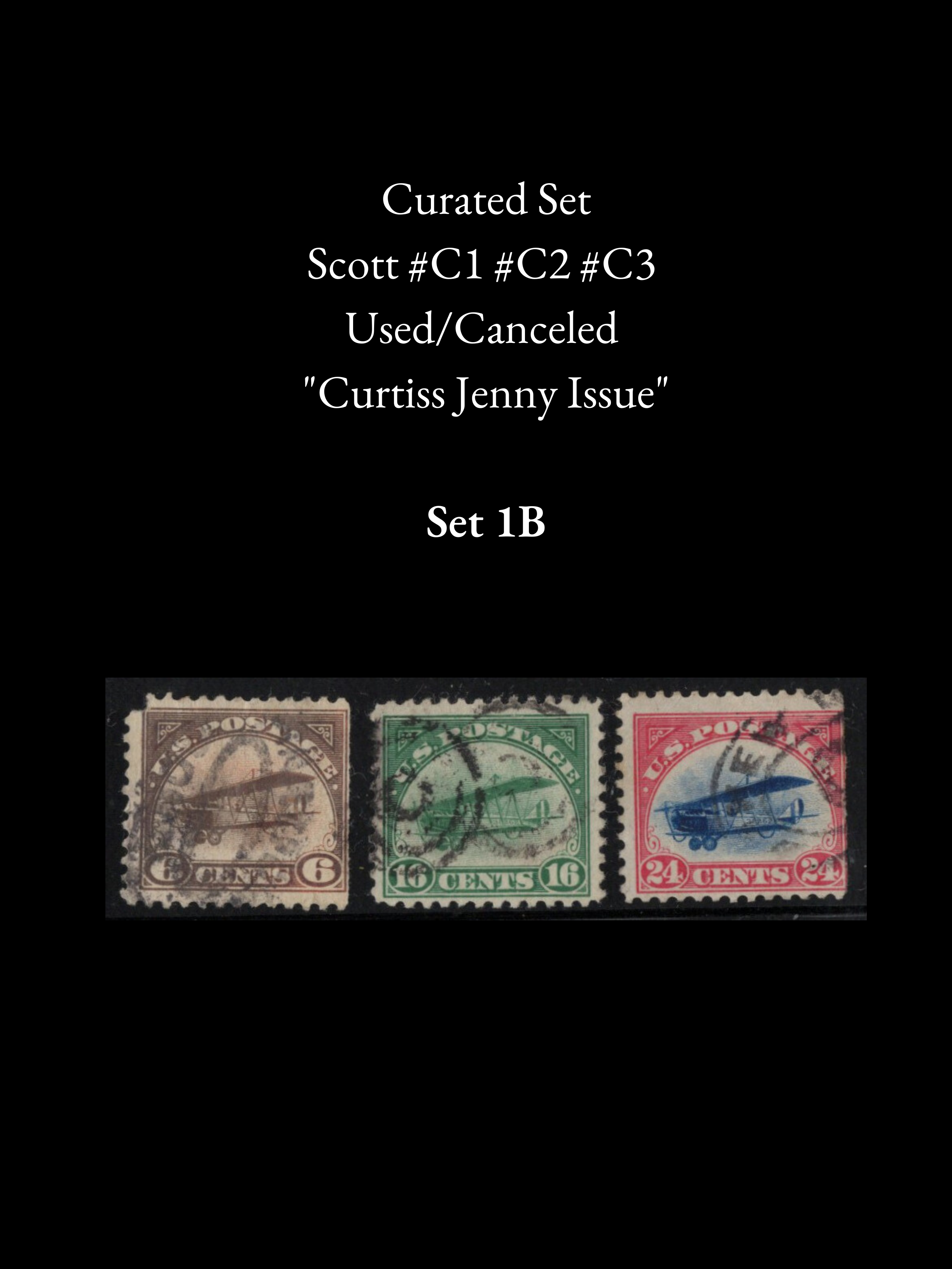 Scott #C1 #C2 #C3 - 1918 Jenny Airmail Stamps - Canceled Trio - Choose Your Curated Set