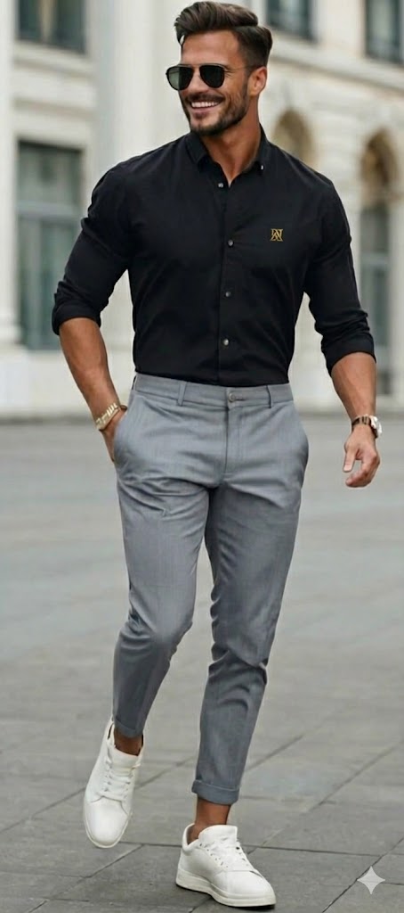 Camisa social preta masculina