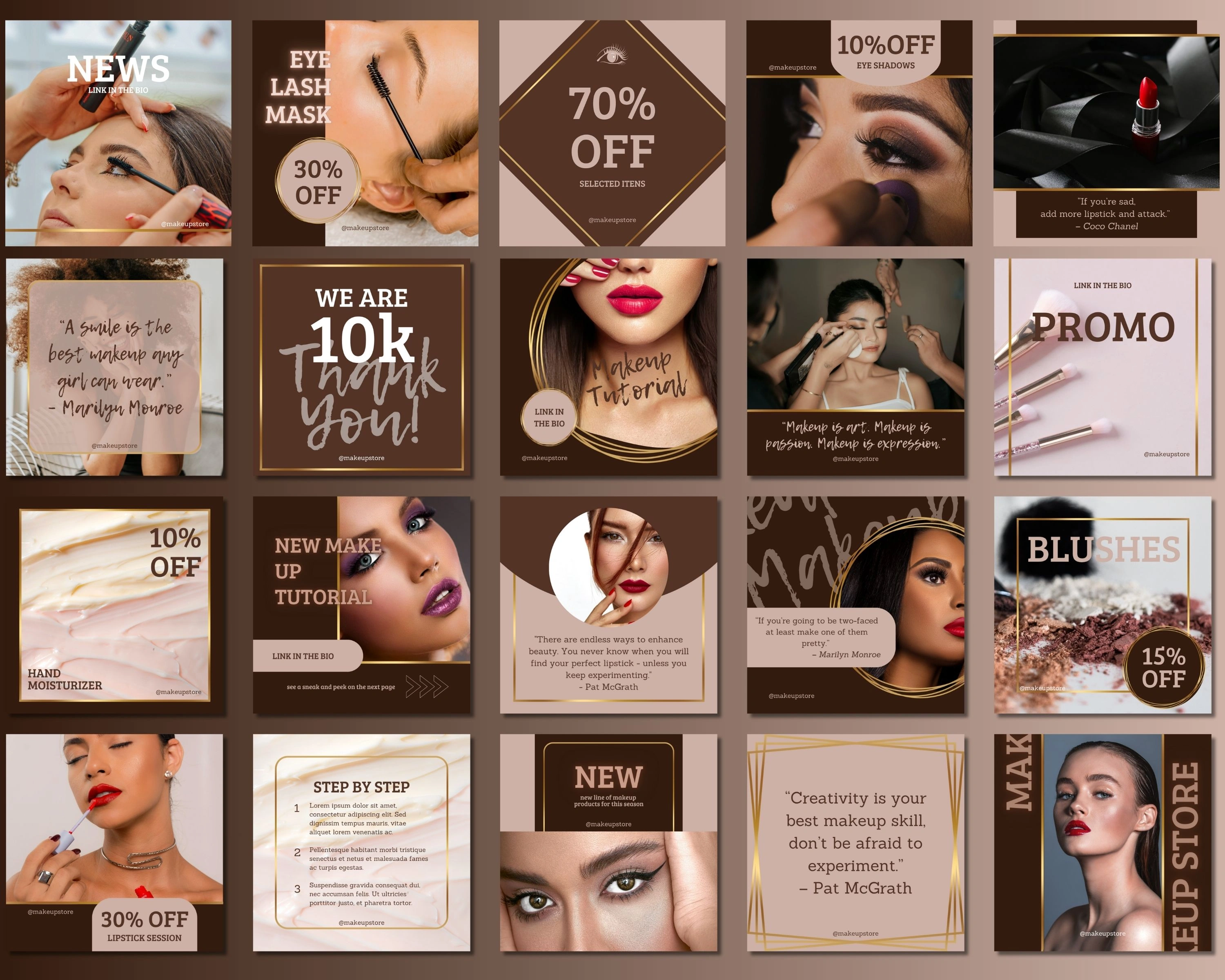 Luxury Beauty Instagram Canva Kit – 128 Editable Templates for Makeup Artists, Salons & Skincare Brands