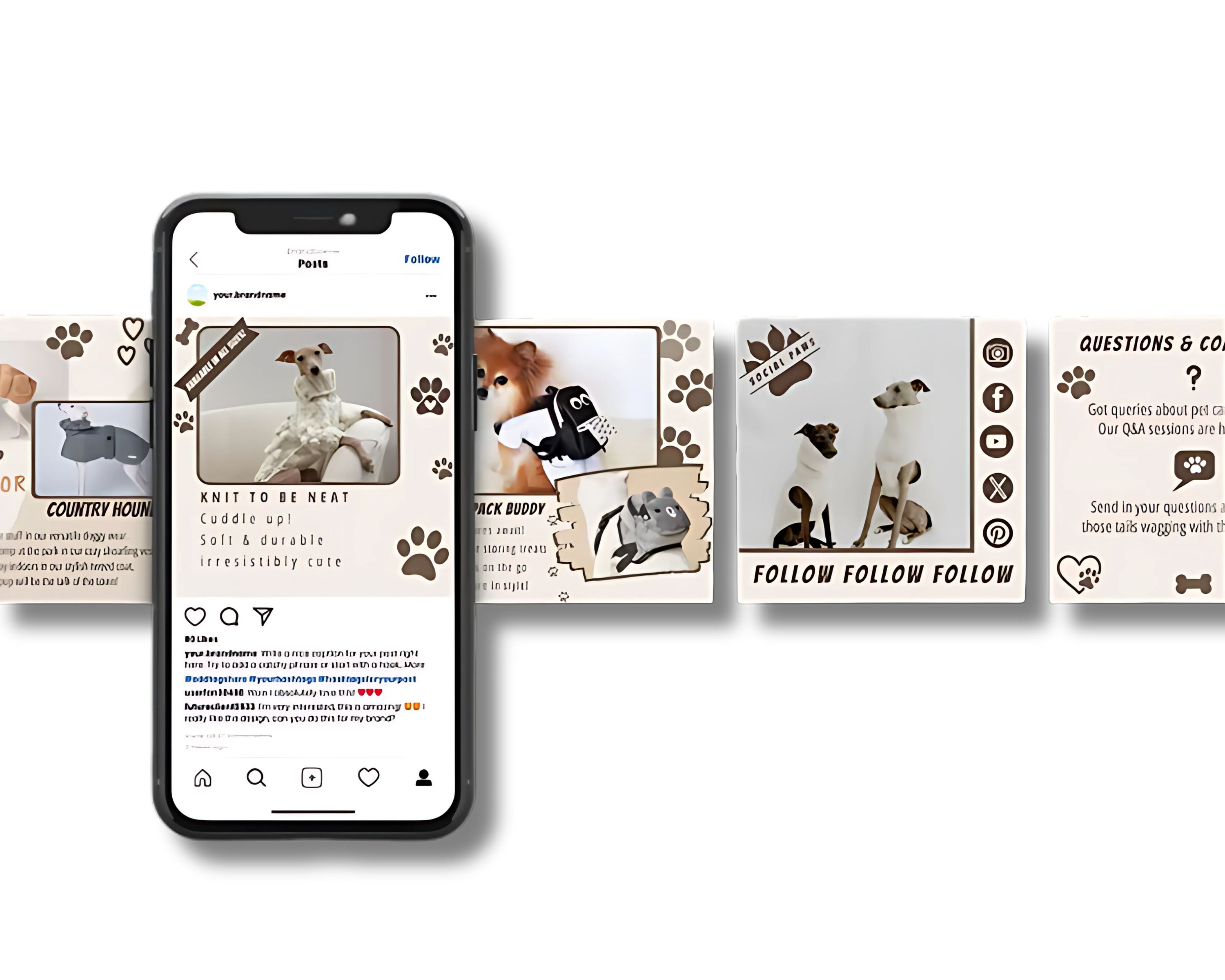 Paw Vogue Style Canva Templates – Luxury Pet Brand Social Media Kit (124 Editable Templates for Posts & Stories)