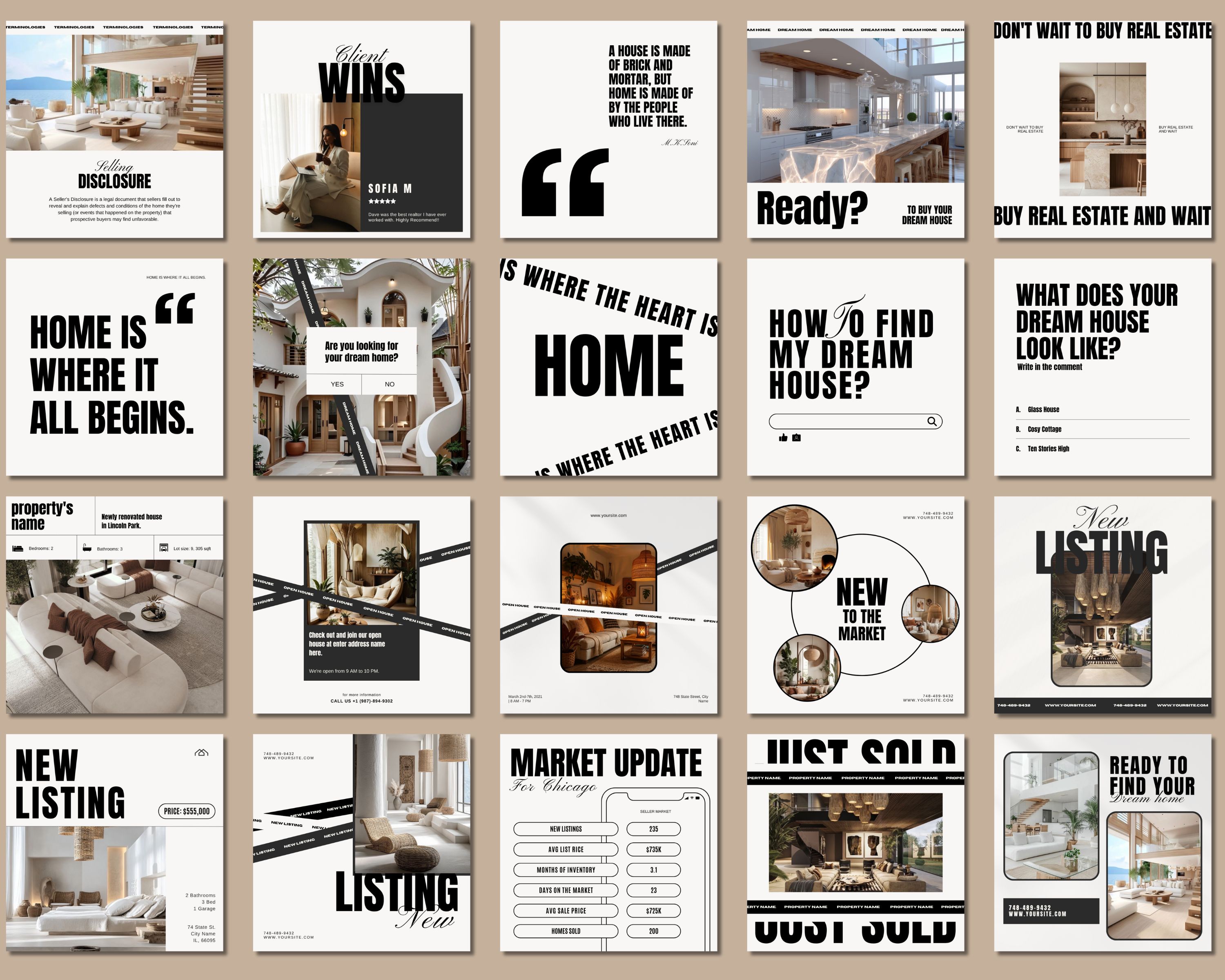 Real Estate Social Media Kit – 120+ Editable Canva Templates for Realtors, Agents & Brokers