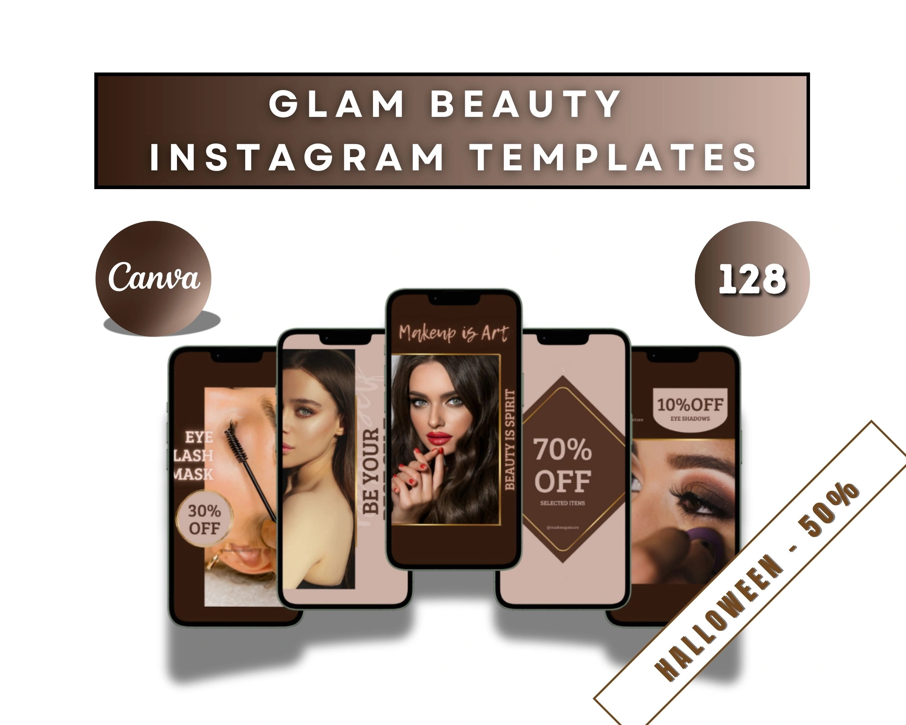 Luxury Beauty Instagram Canva Kit – 128 Editable Templates for Makeup Artists, Salons & Skincare Brands
