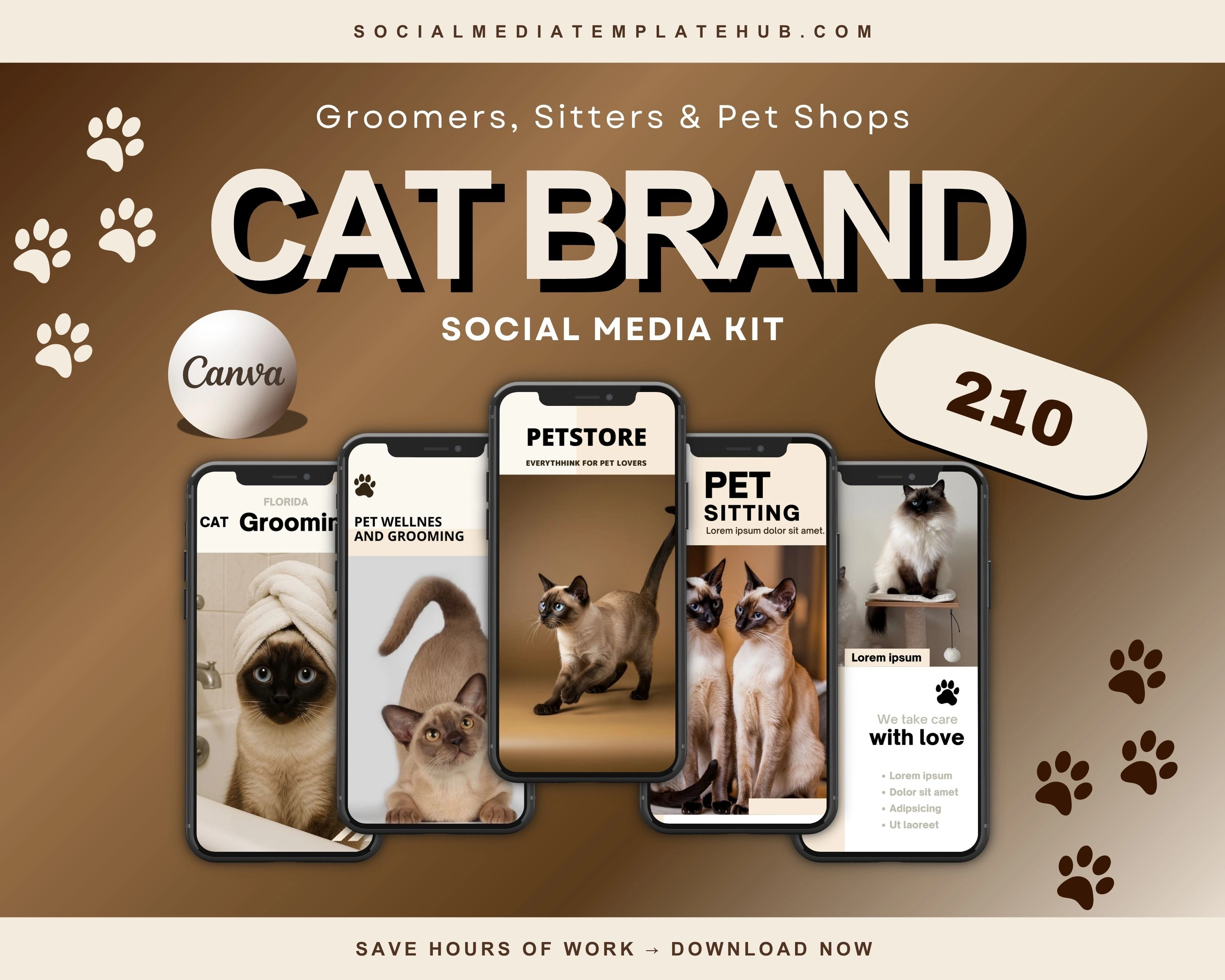 Pet Brand Canva Kit – 210 Editable Templates for Pet Shops, Groomers & Influencers