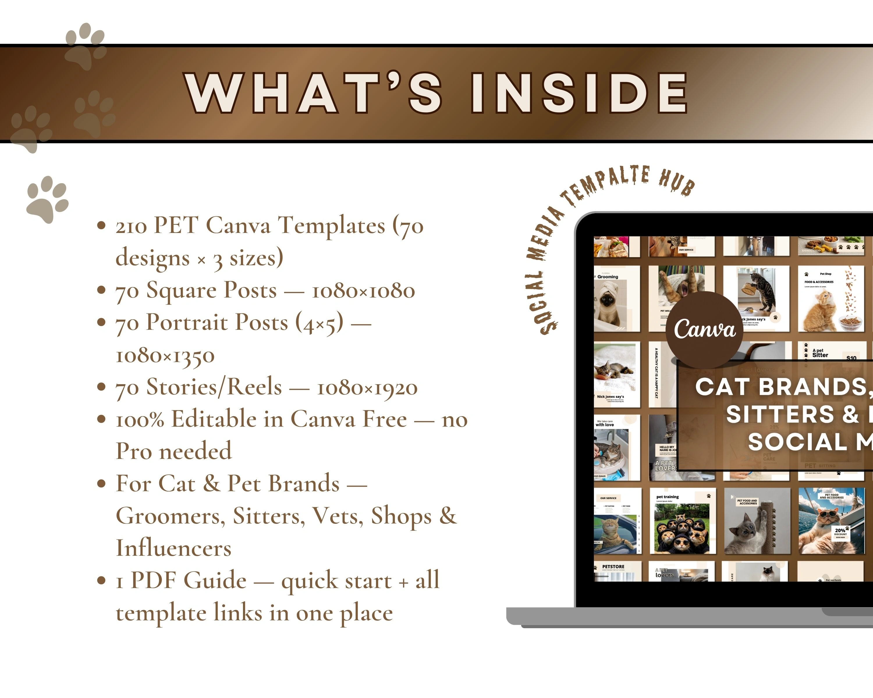 Pet Brand Canva Kit – 210 Editable Templates for Pet Shops, Groomers & Influencers
