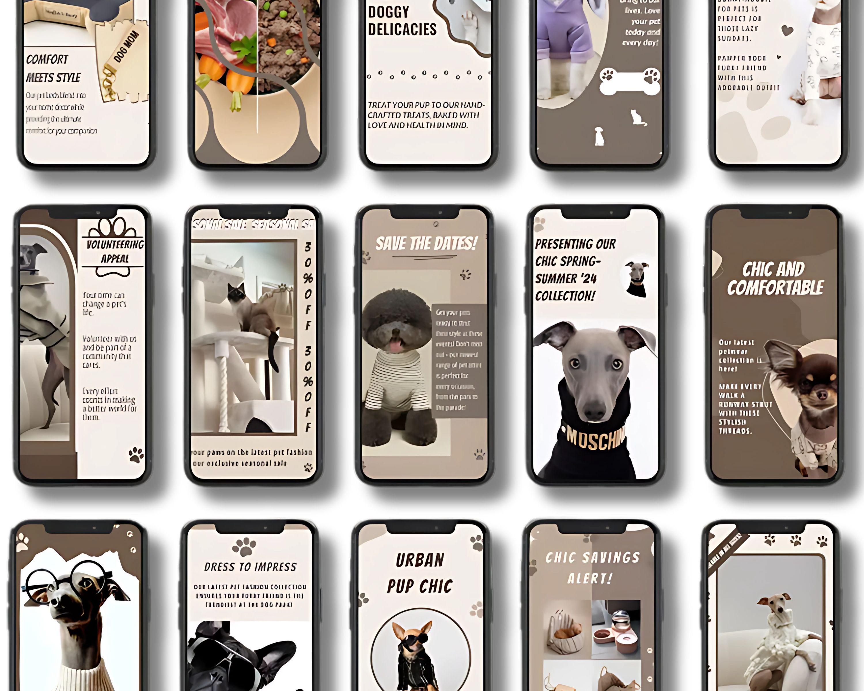 Paw Vogue Style Canva Templates – Luxury Pet Brand Social Media Kit (124 Editable Templates for Posts & Stories)