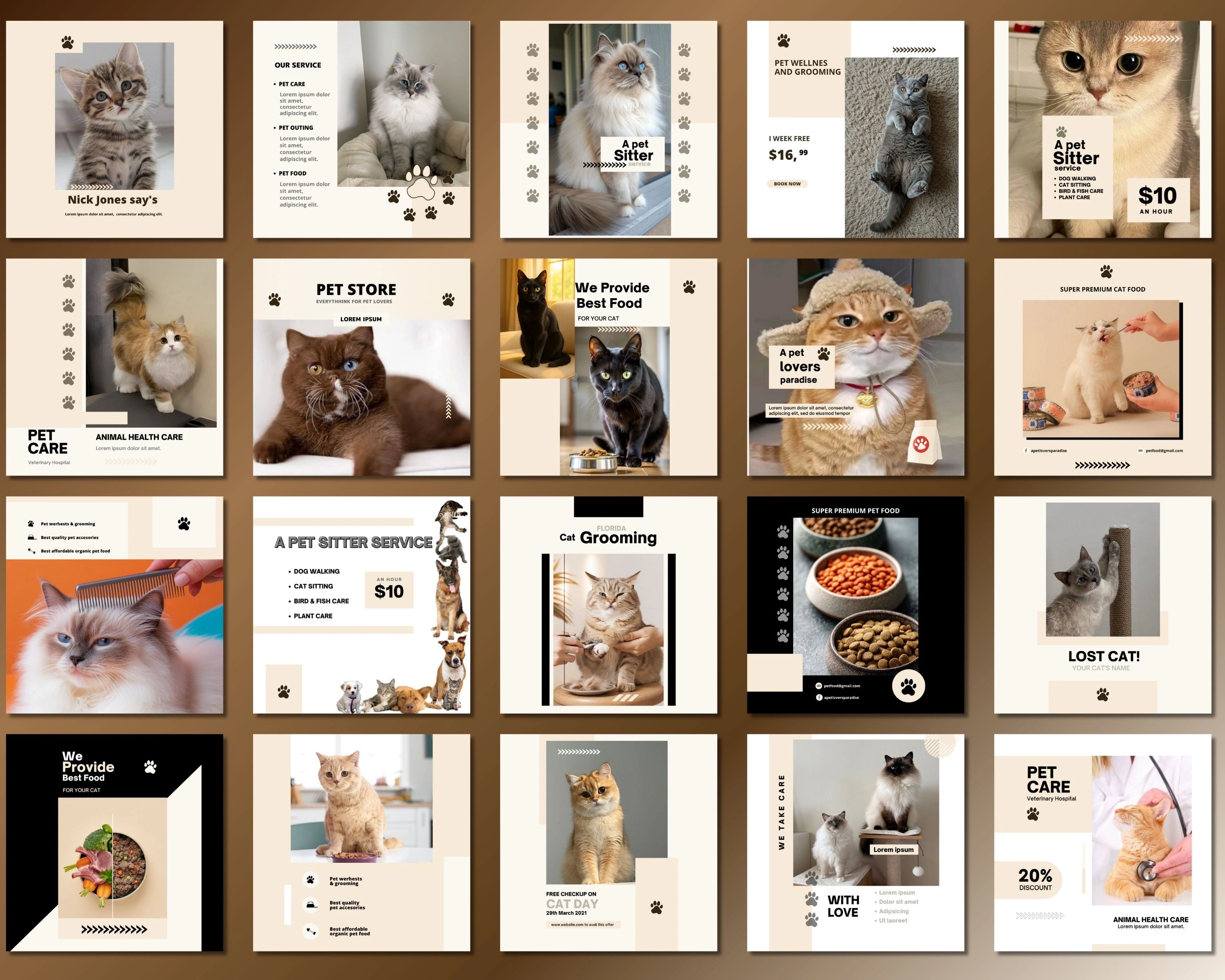 Pet Brand Canva Kit – 210 Editable Templates for Pet Shops, Groomers & Influencers