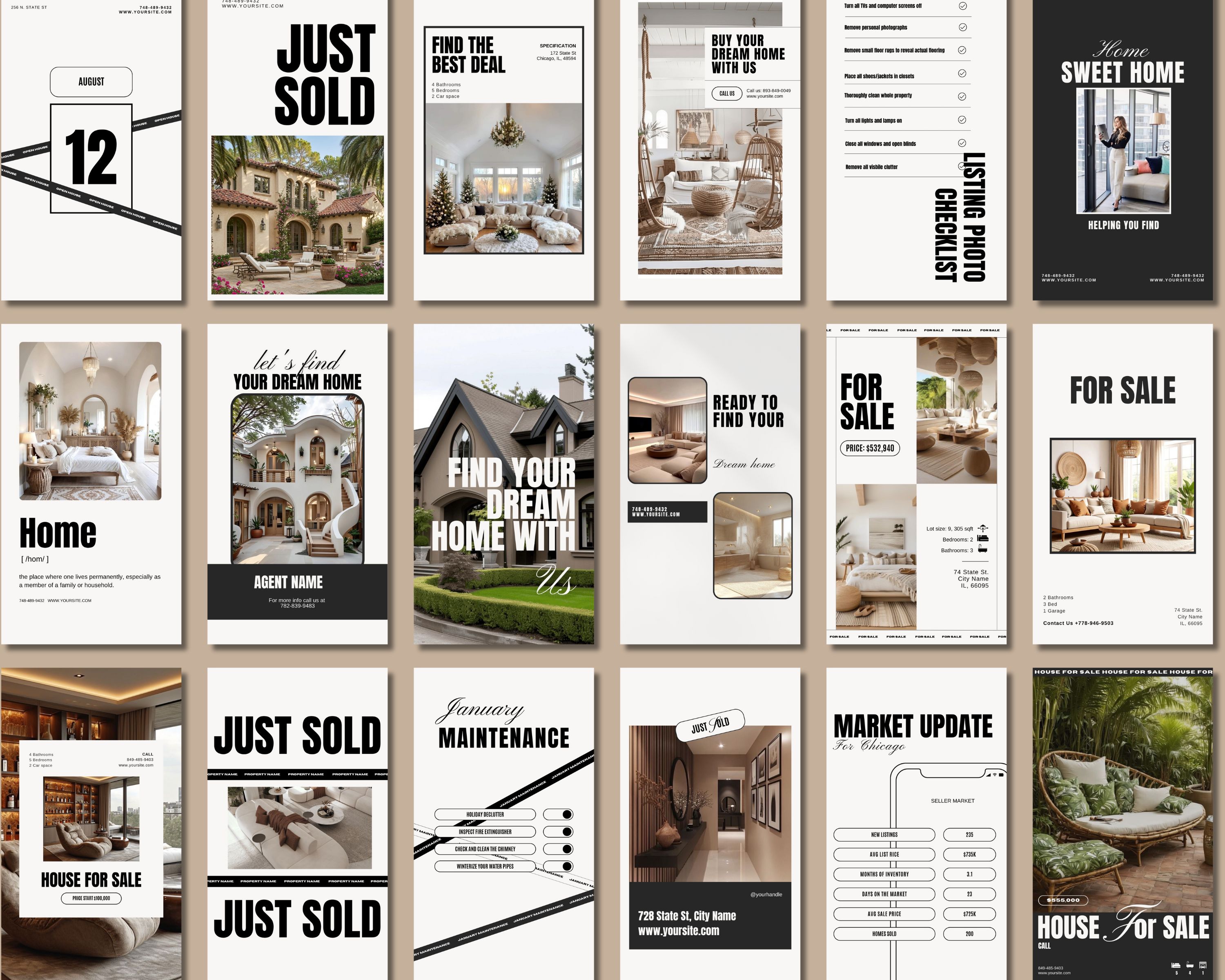 Real Estate Social Media Kit – 120+ Editable Canva Templates for Realtors, Agents & Brokers