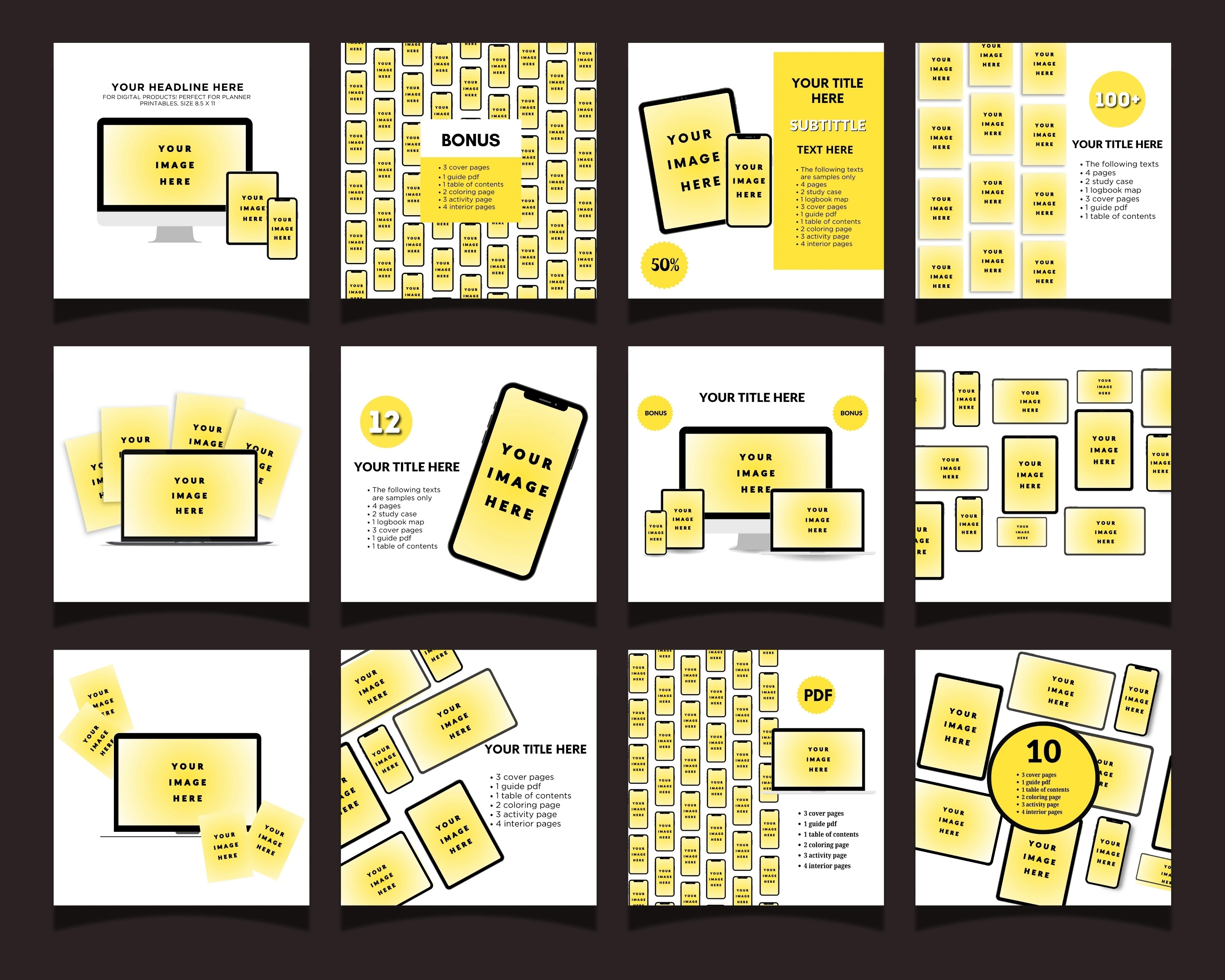 100 Canva Mockup Templates Bundle | Digital Product Display Kit