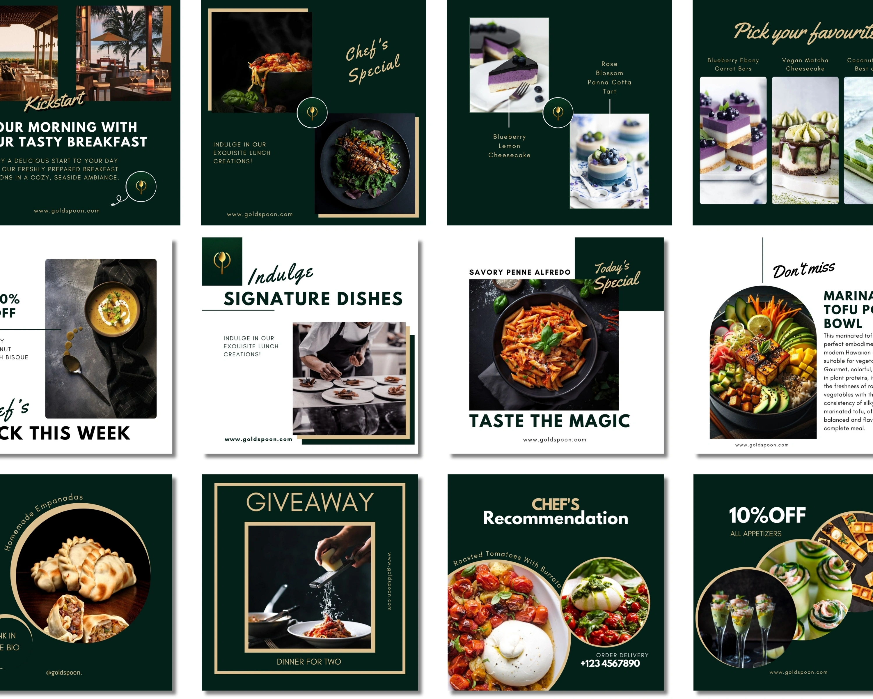 Restaurant & Café Social Media Templates Pack – 120 Viral Canva Designs for Daily Food Marketing