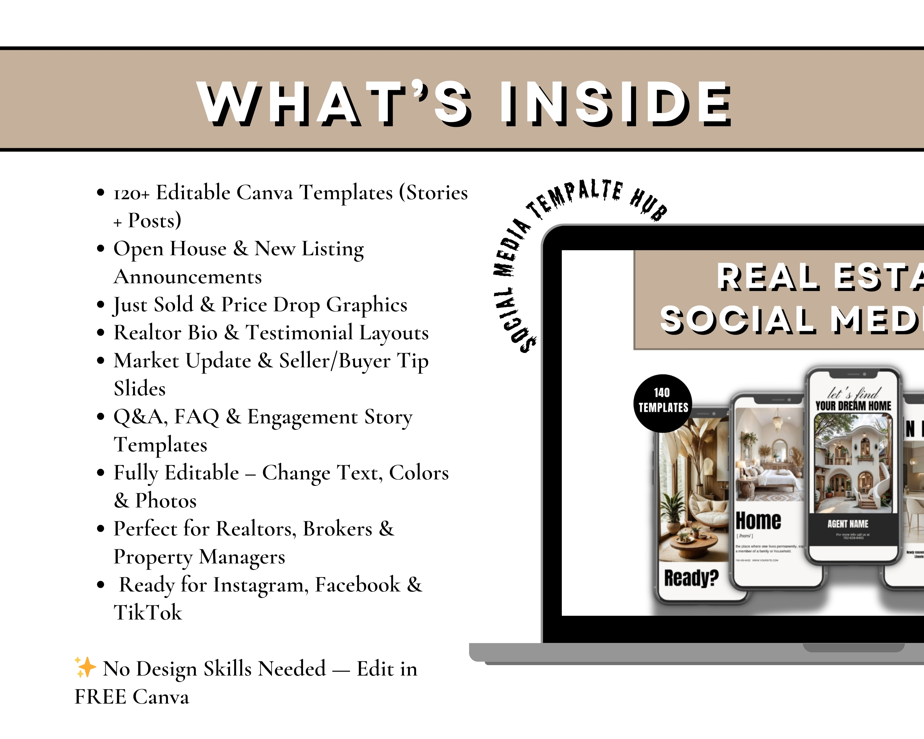 Real Estate Social Media Kit – 120+ Editable Canva Templates for Realtors, Agents & Brokers