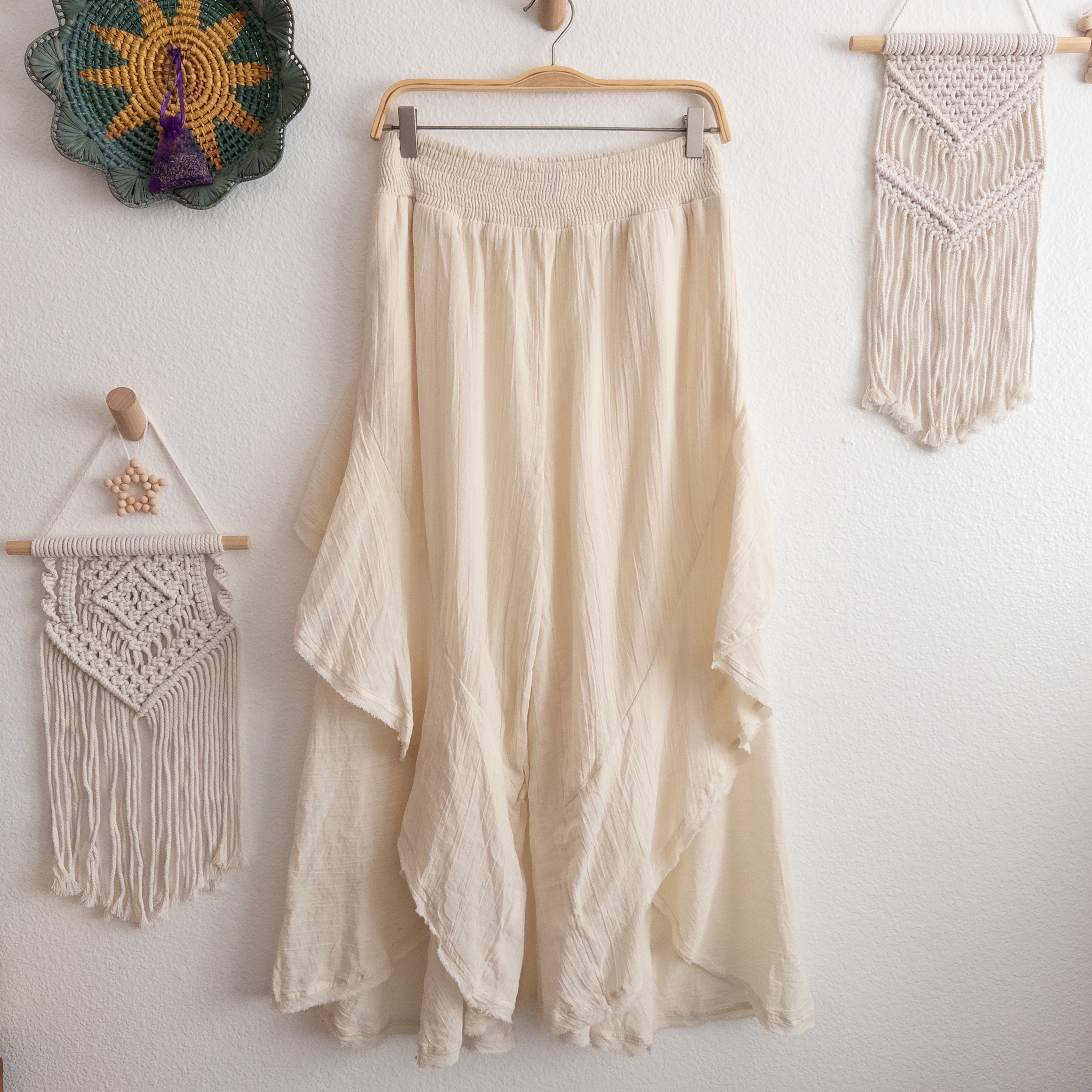 Free People Free-est Songs of Summer Gauzy Cream Boho Beach Pants Size XS-TP
