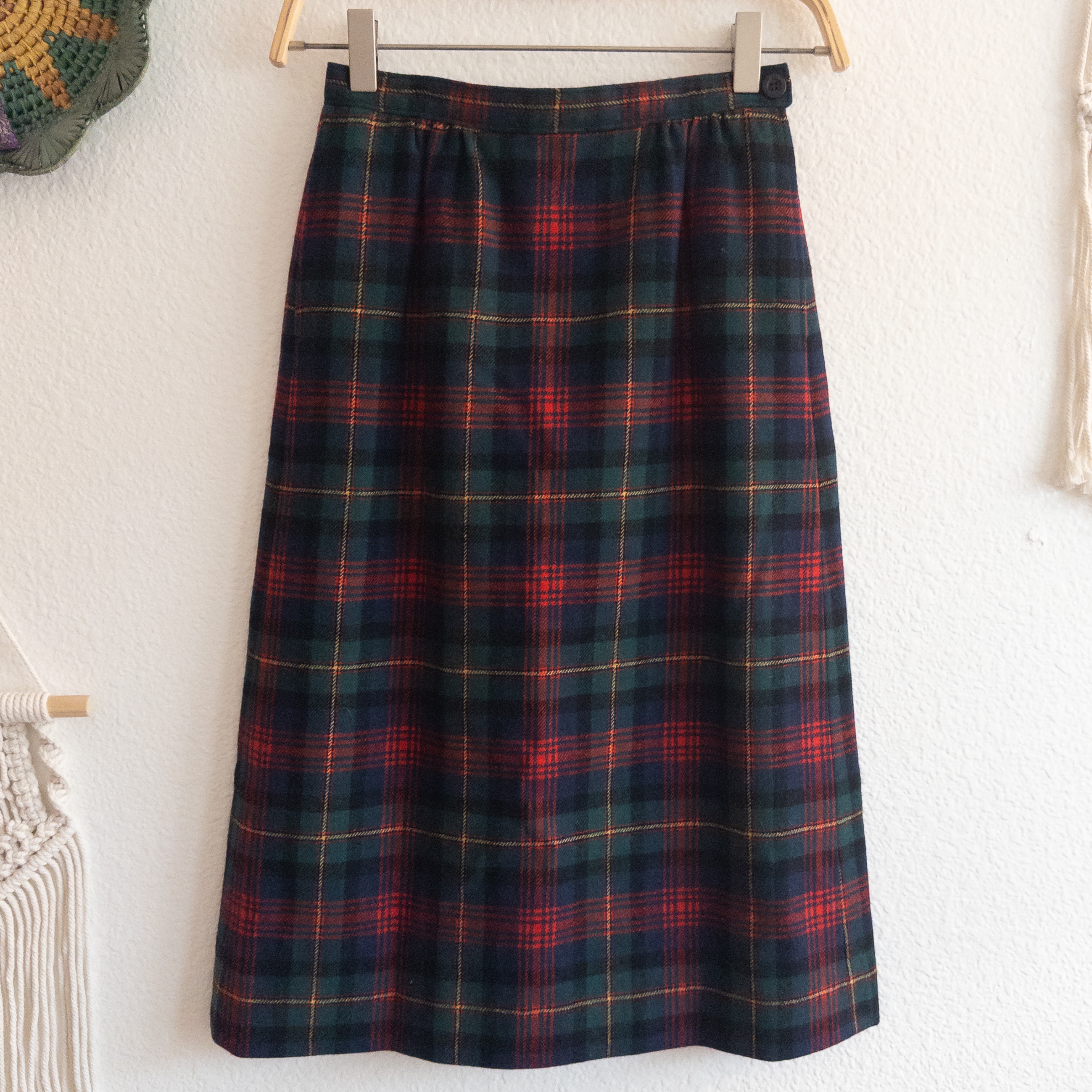 Pendleton Petite Vintage Tartan Plaid Pure Virgin Wool Midi Skirt Size 4
