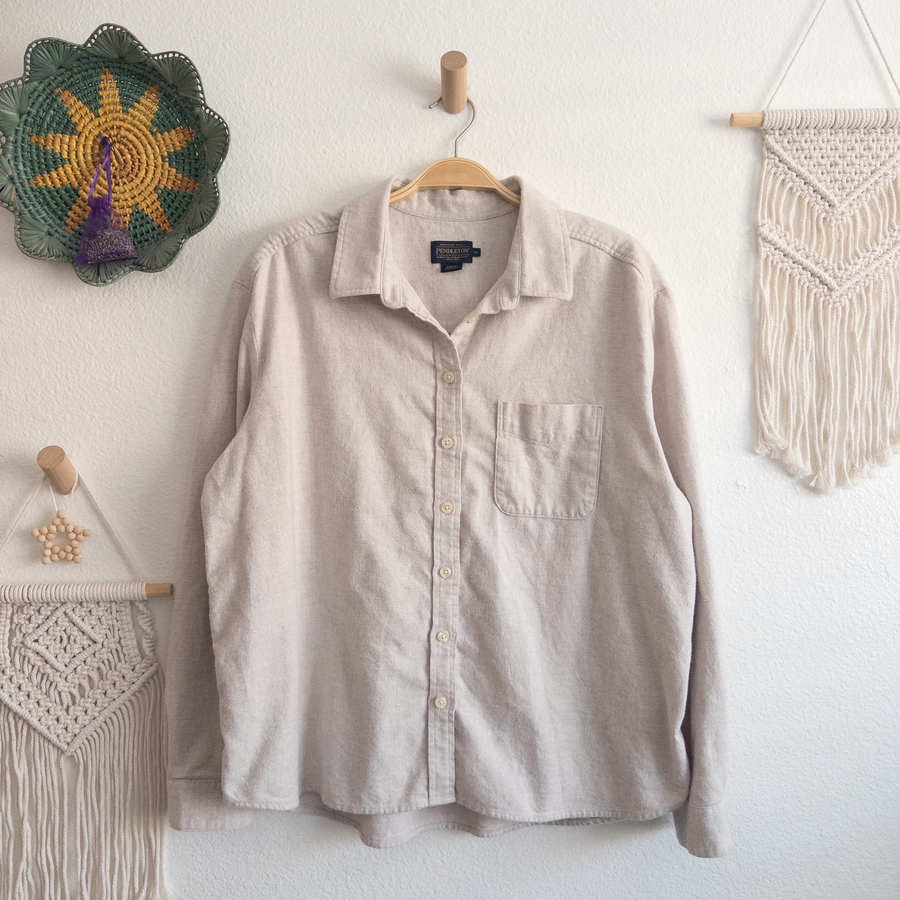 Pendleton Beige Cotton Button-Up Shirt Size XL