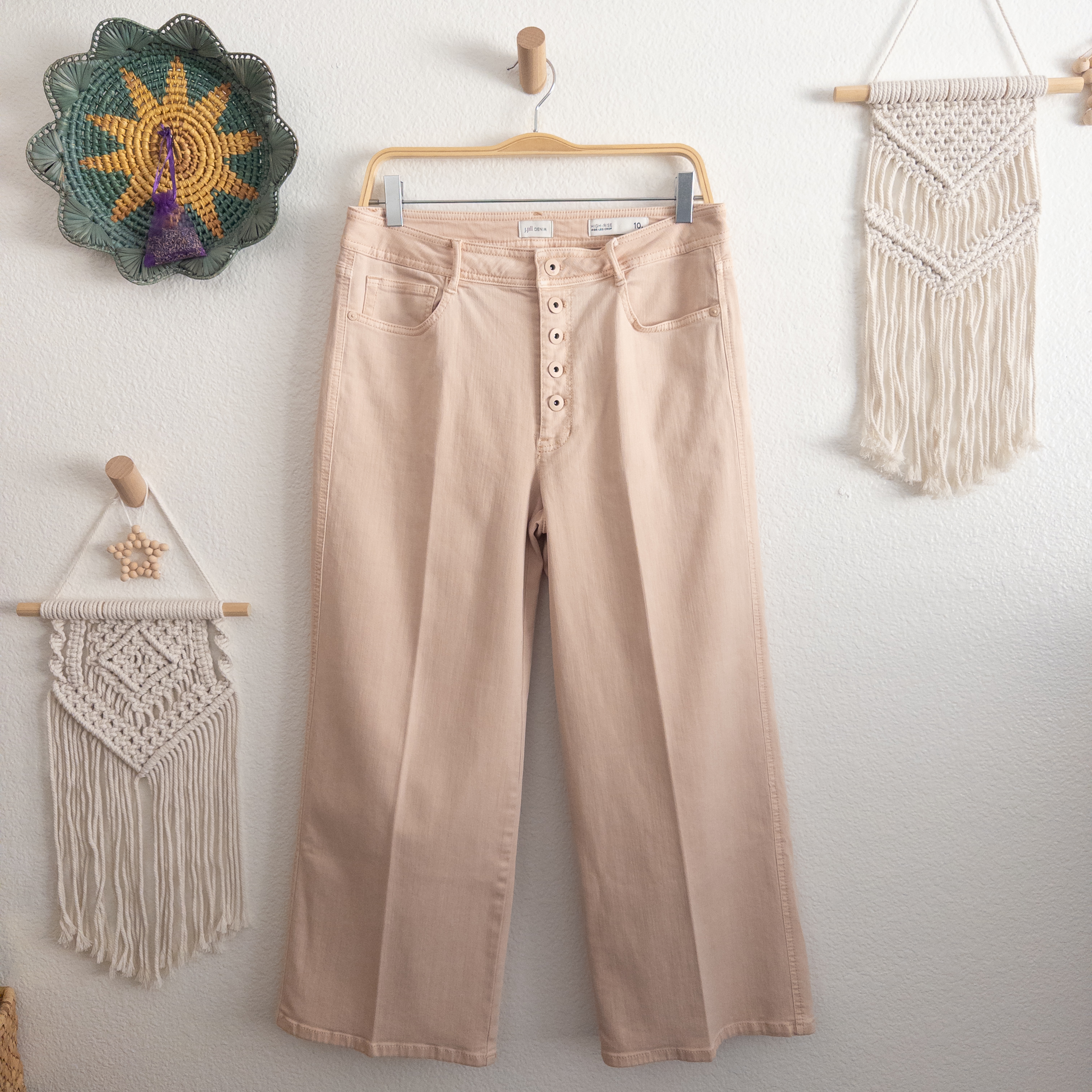 J. Jill Denim High Rise Wide Leg Crop Jean with Exposed Button Fly Size 10R