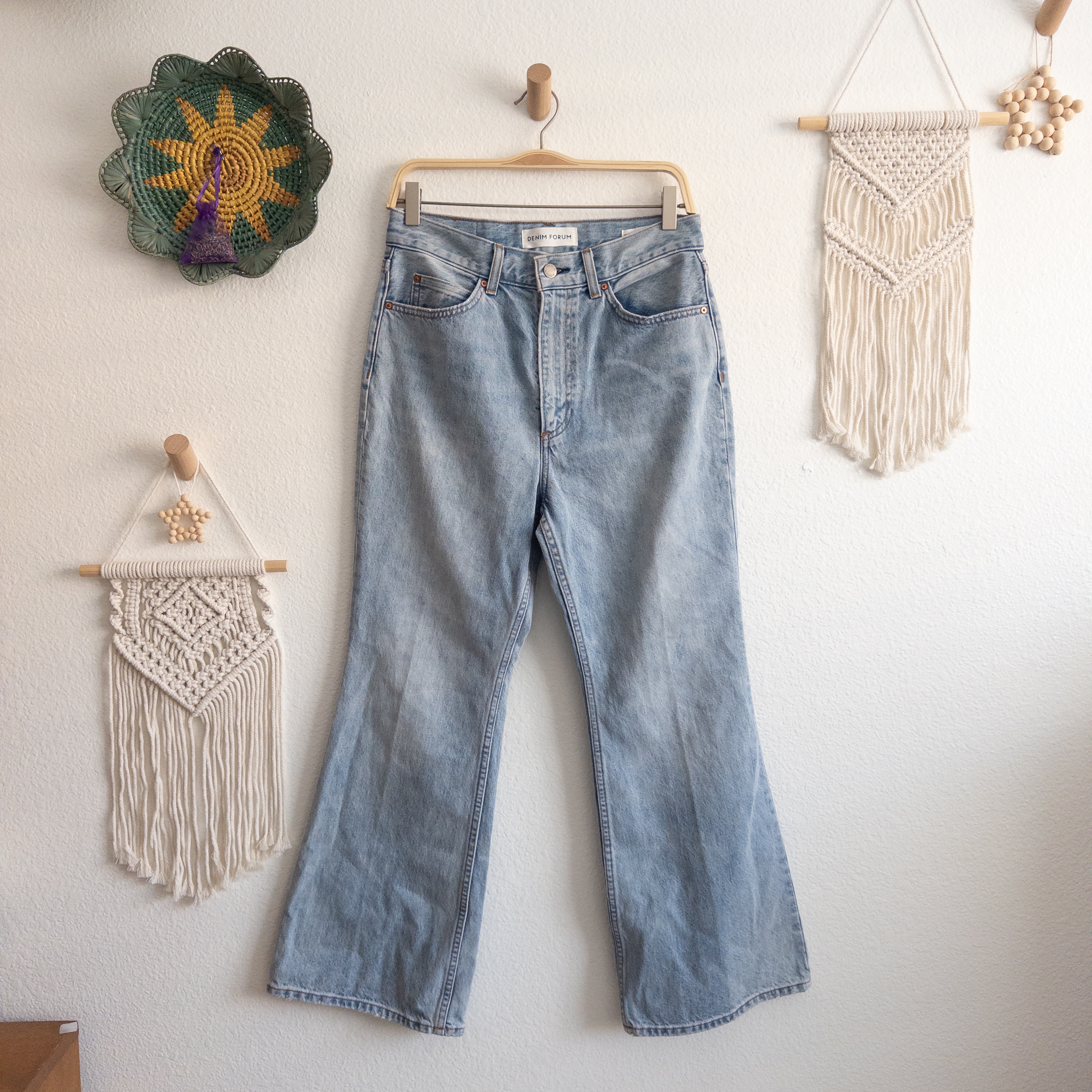 Denim Forum The Marlene '60s High Rise Flare Blue Denim Jean Organic Cotton 28L