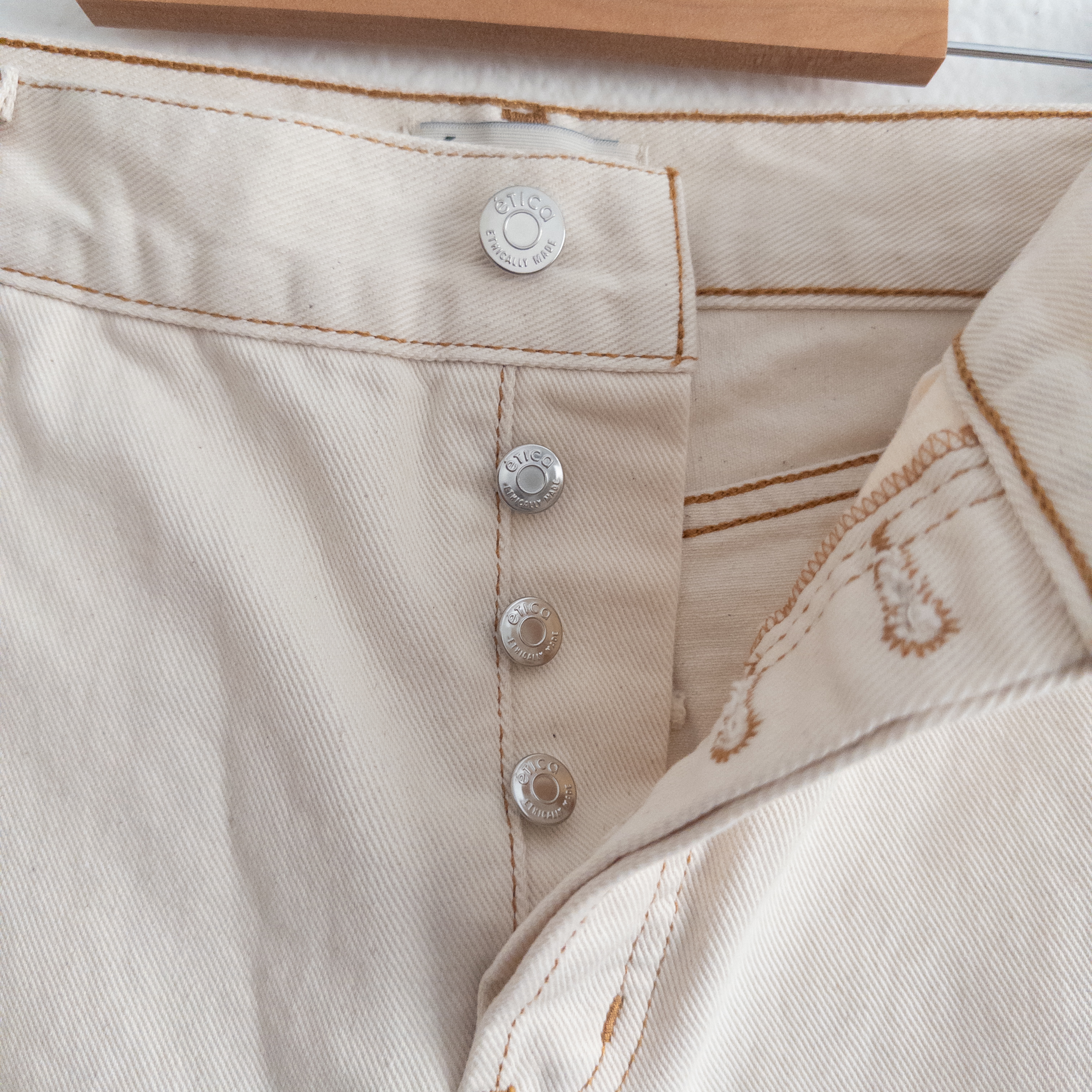 Etica Anthropologie Sheldon High Waist Denim Beige Mini Skirt Size 25 New