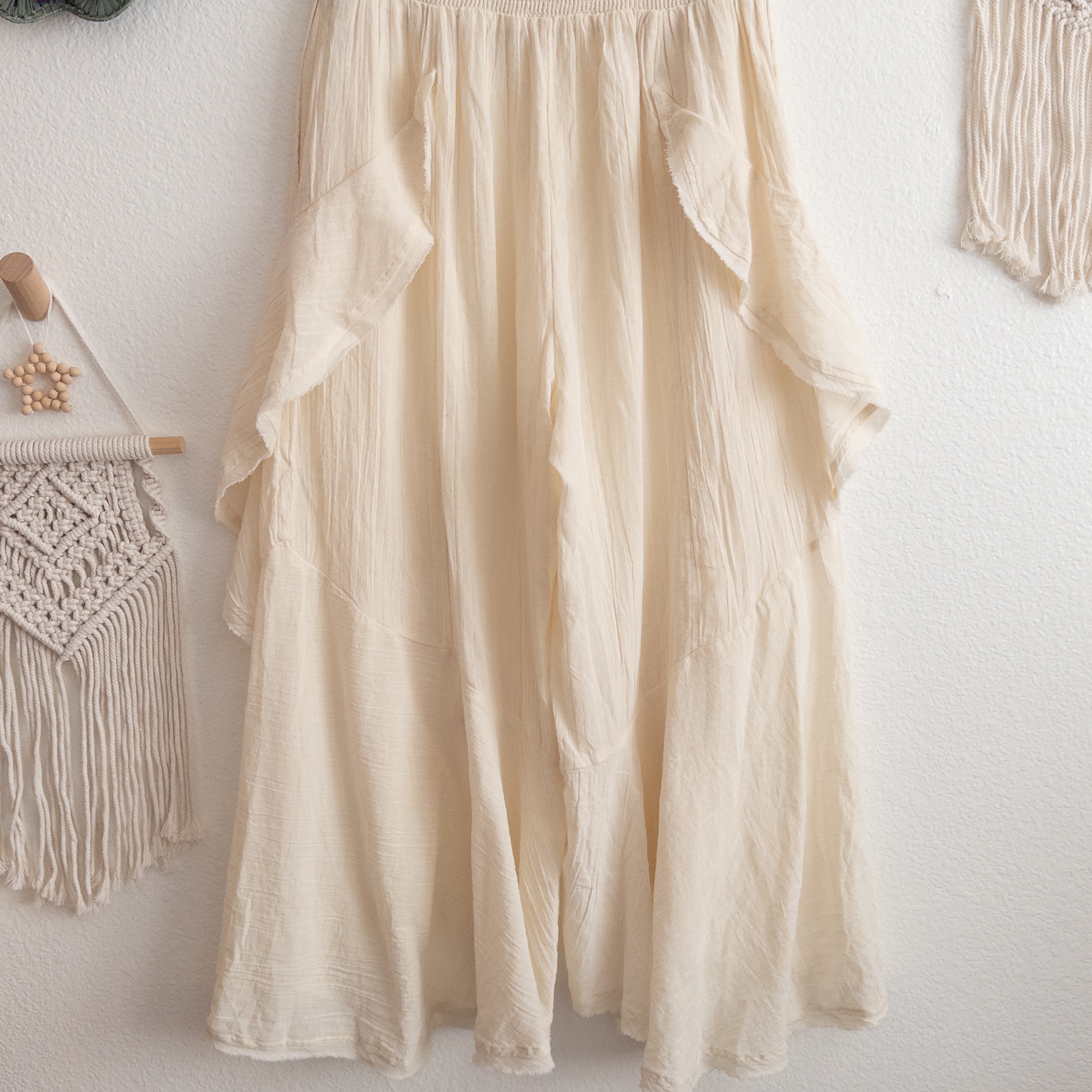 Free People Free-est Songs of Summer Gauzy Cream Boho Beach Pants Size XS-TP