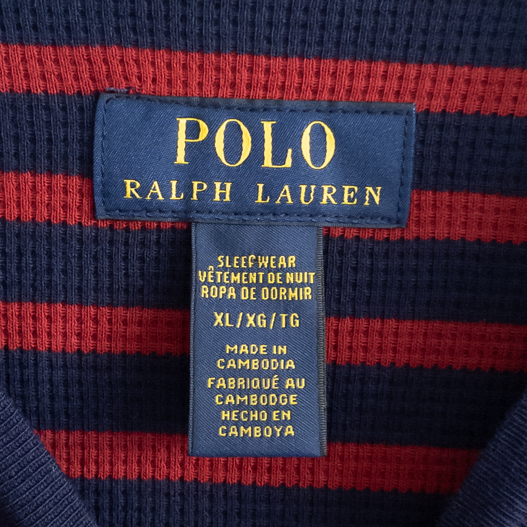 Polo Ralph Lauren Red and Blue Striped Long Sleeve Pullover Shirt Size XL New