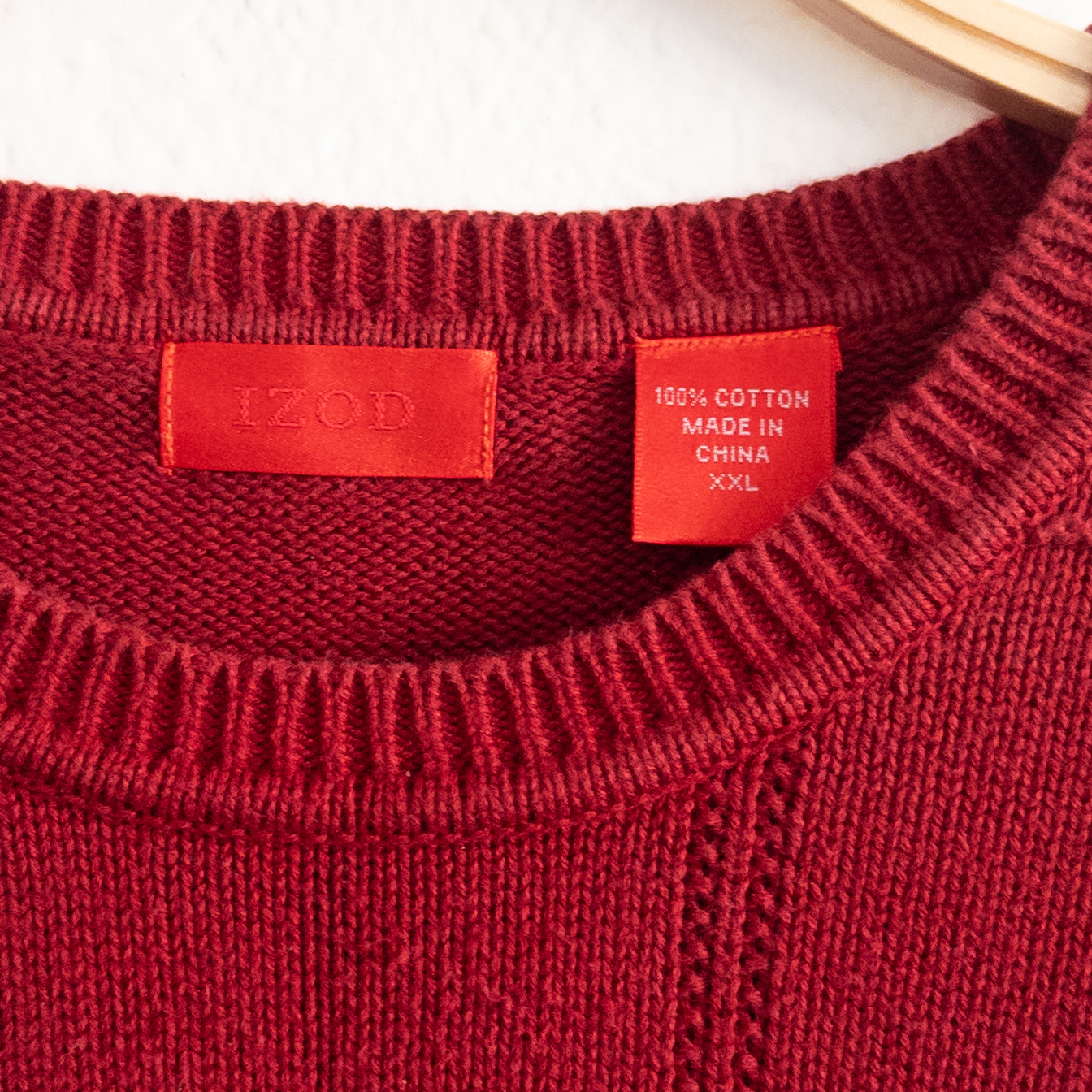 IZOD Classic Maroon Red Knit Windowpane Sweater Size XXL Vintage