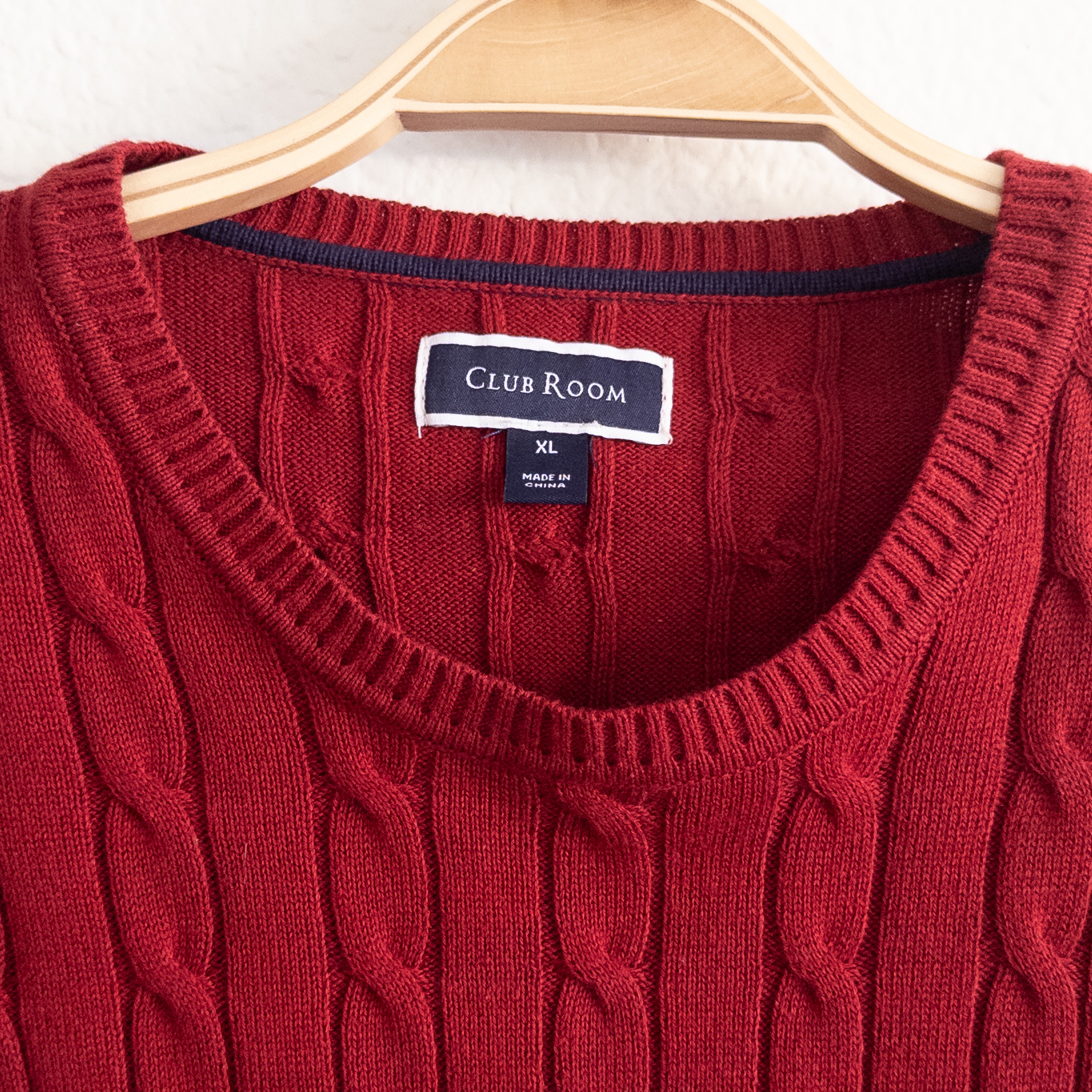 Club Room Maroon Red Cable Knit Sweater Size XL