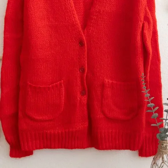 Red Knit Cardigan