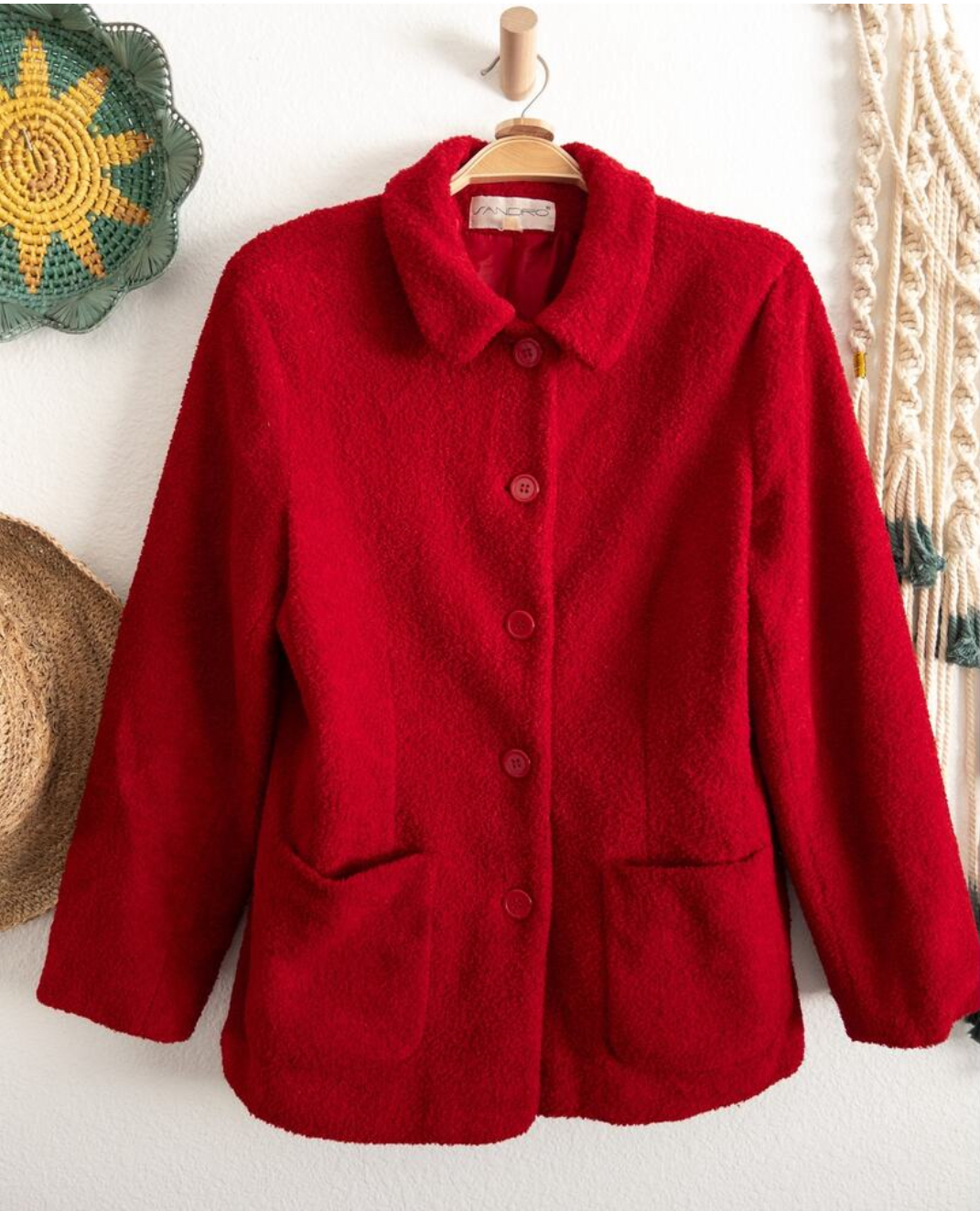 Red Cardigan Blazer Vintage Size Large