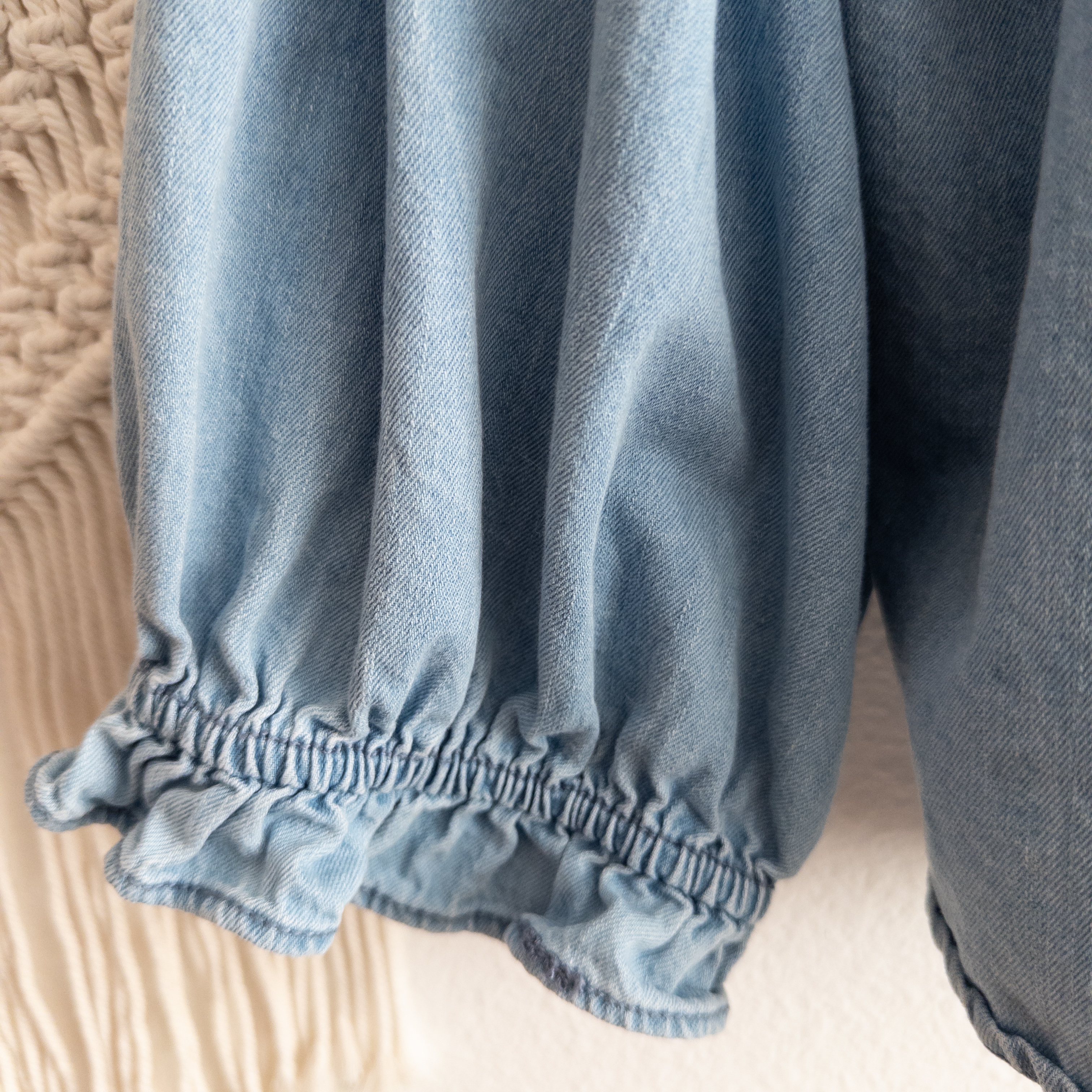 Pilcro The Keira Collared Chambray Denim Balloon Sleeve Plus Size 3X