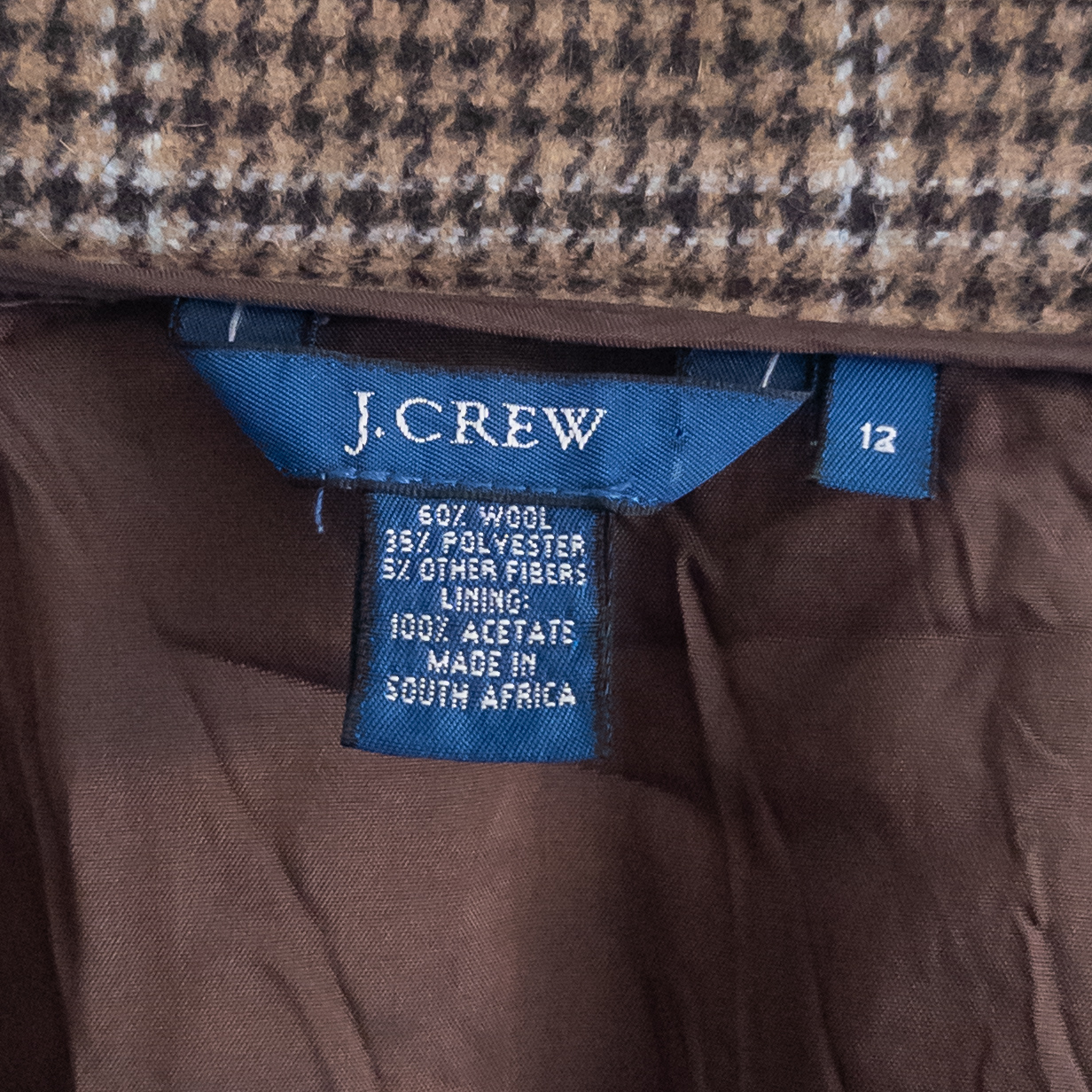 Preppy Brown Wool Check Plaid Wrap Mini Skirt