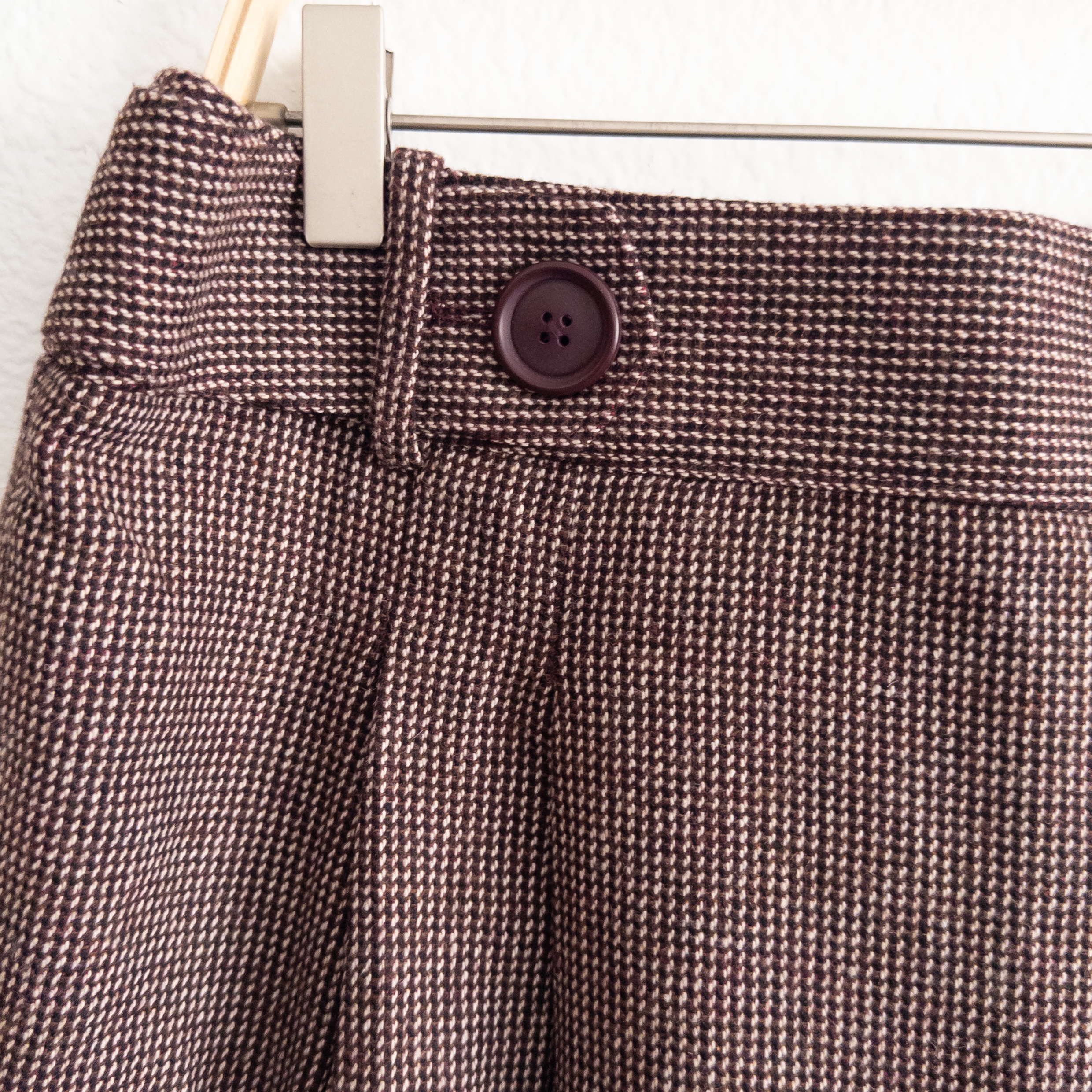 Brown Check Patterned Wool Blend Mini Skirt Size 10 NWT