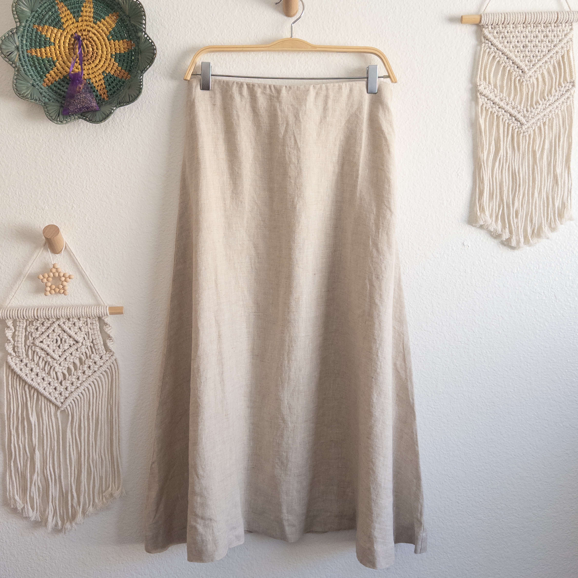 The Drop Sicily Natural Linen Midi Skirt Size Medium NWT