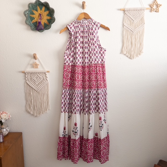 Bohemian Pink Combo Maxi Dress Size Medium