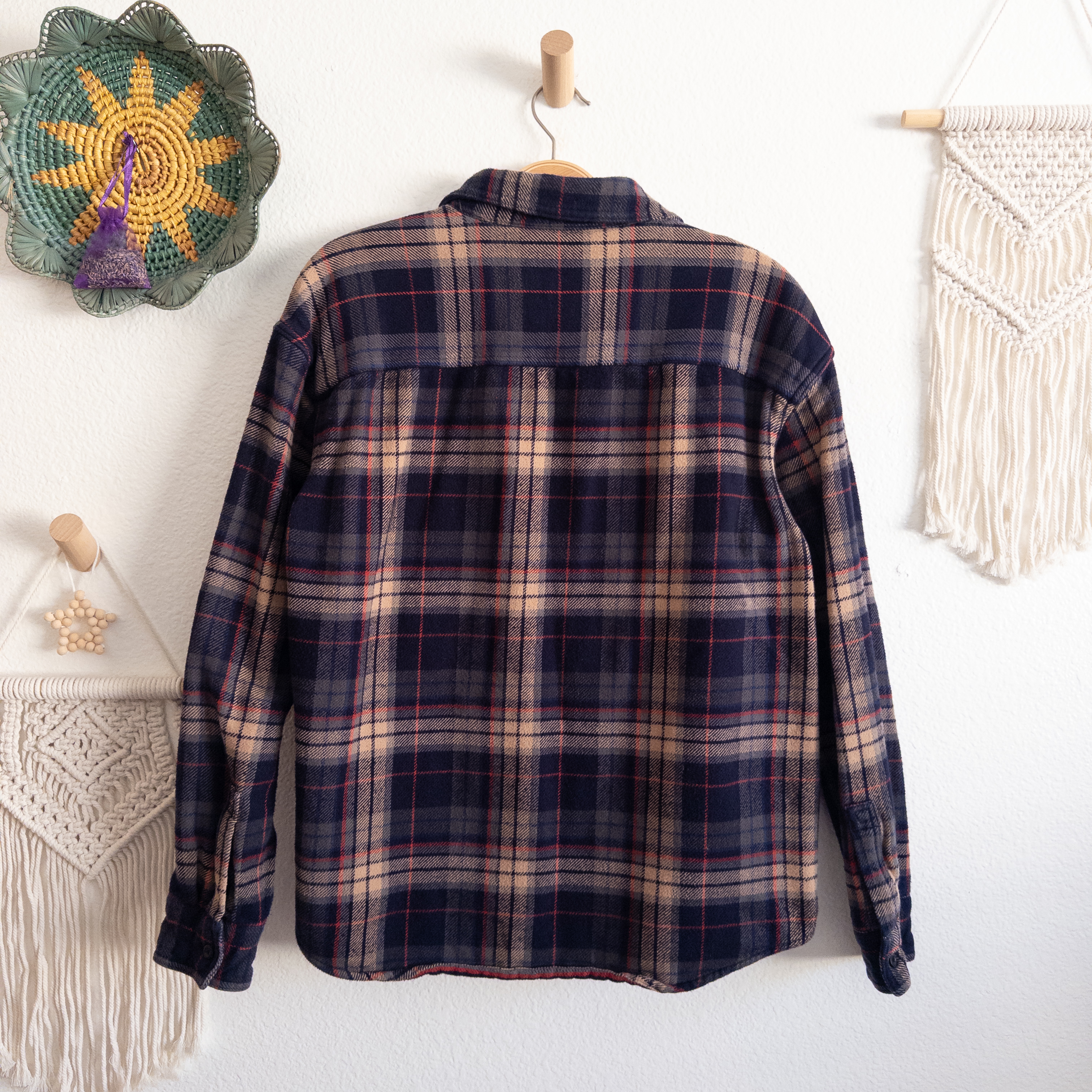 American Eagle Heavy Plaid Flannel Button Down Shirt Size Large