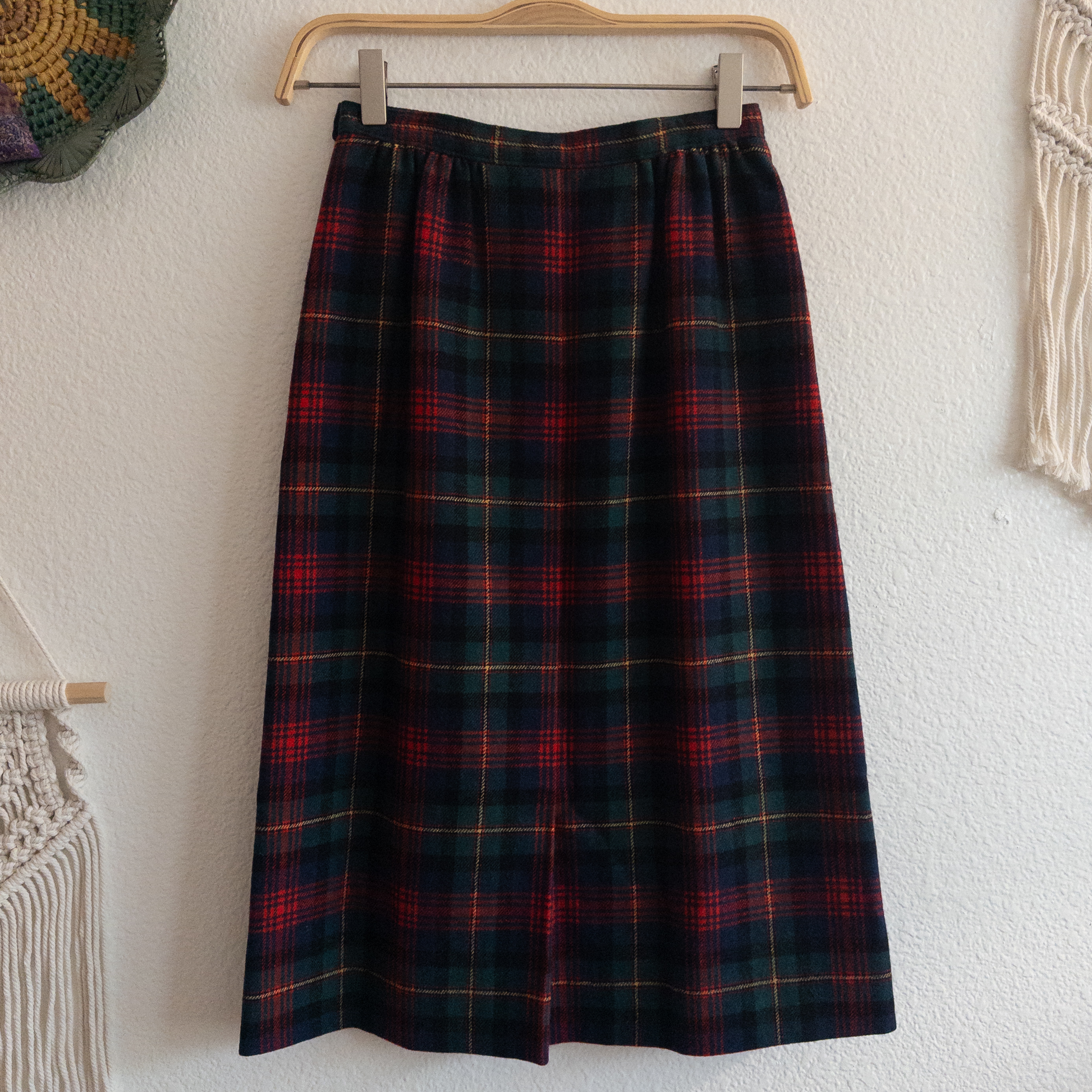 Pendleton Petite Vintage Tartan Plaid Pure Virgin Wool Midi Skirt Size 4