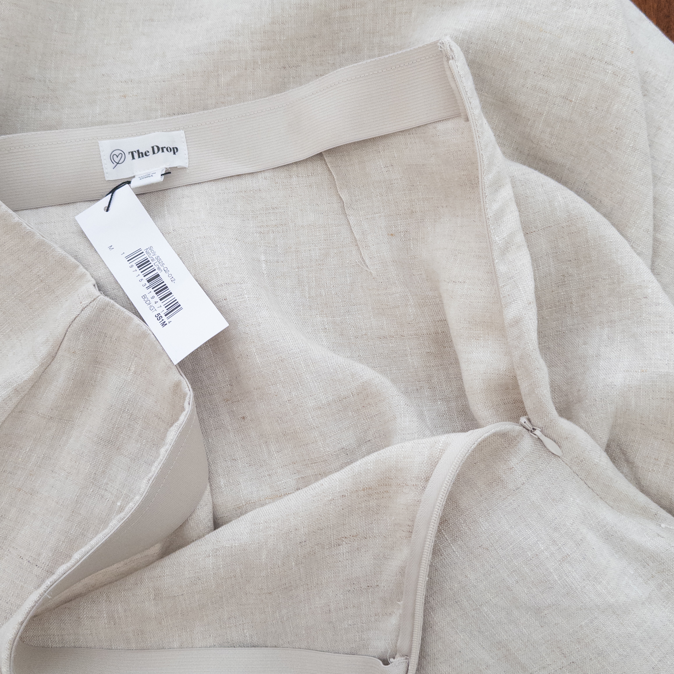 The Drop Sicily Natural Linen Midi Skirt Size Medium NWT